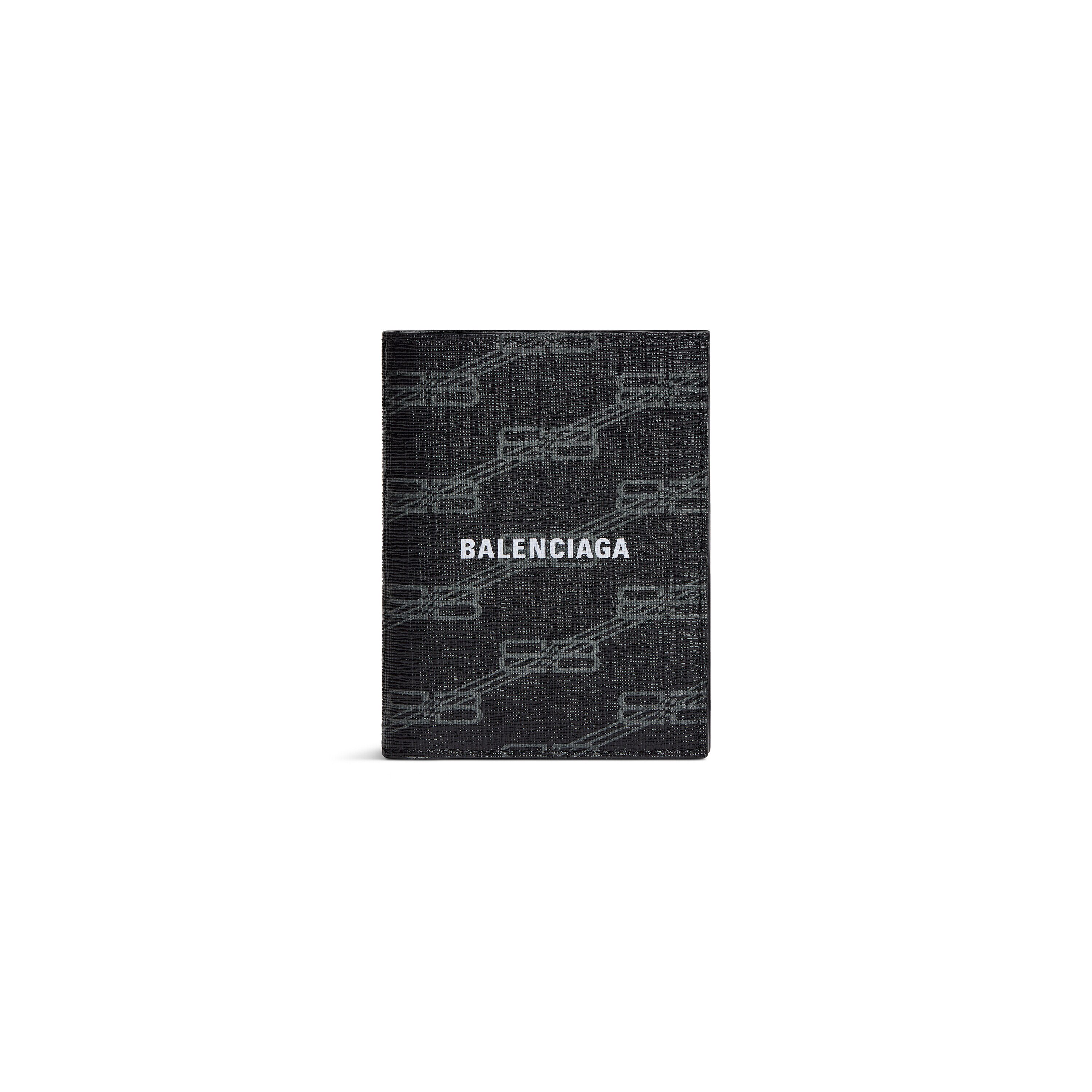 Men's Signature Vertical Bifold Wallet Bb Monogram Coated Canvas in Black/grey