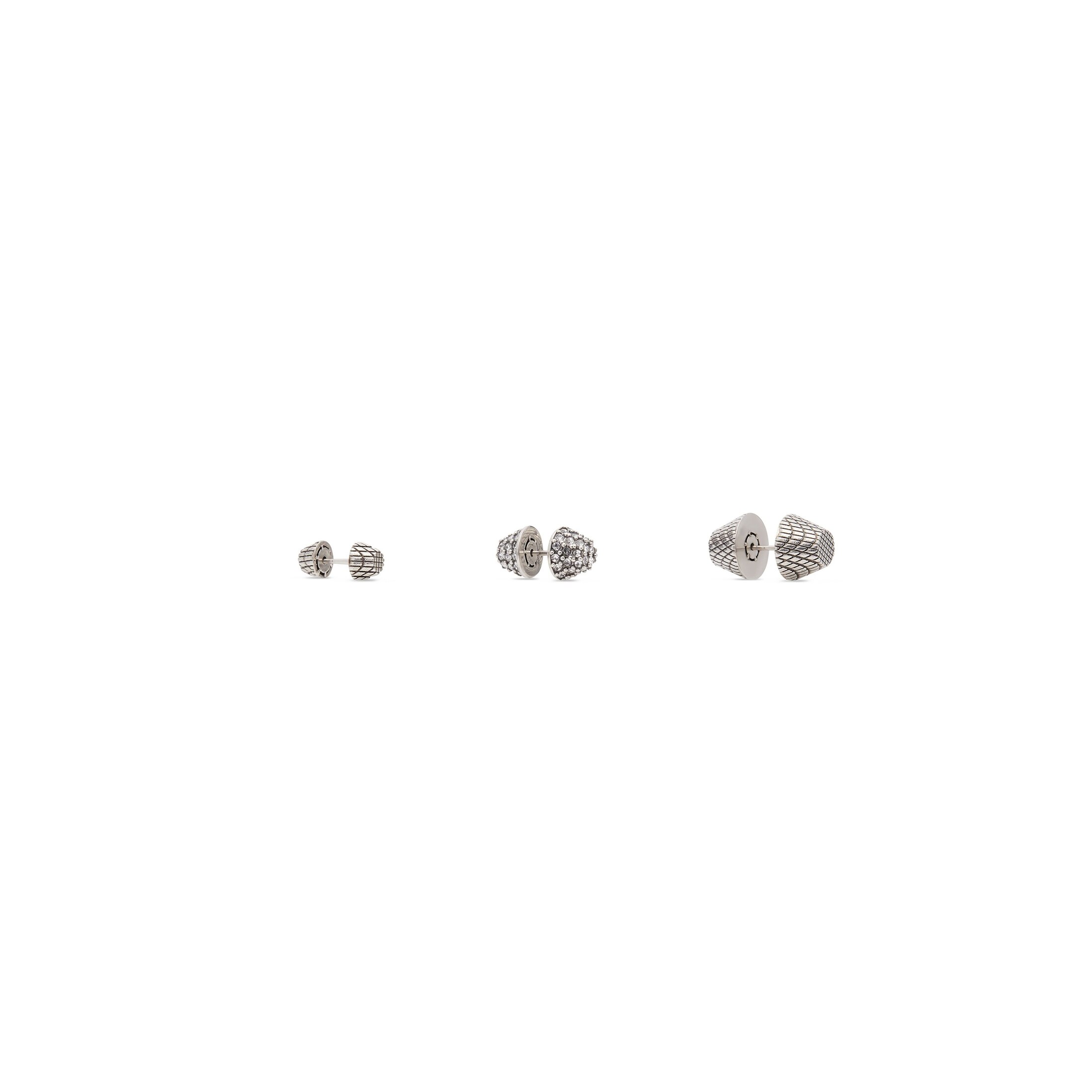 Balenciaga Cagole Earrings Set - Silver - Unisex - Bronze, Glass, Brass