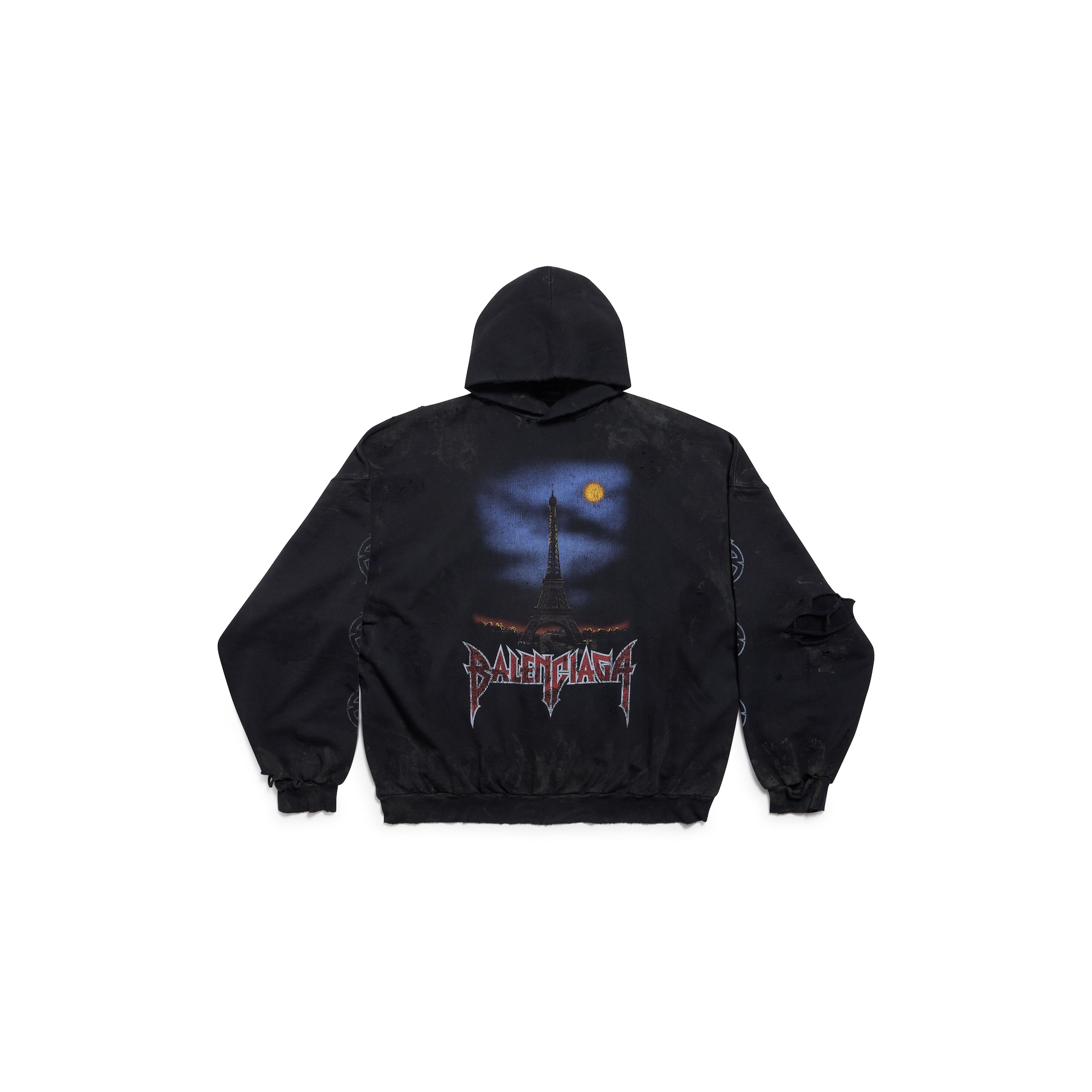 Balenciaga Paris Moon No Pocket Hoodie Oversized - Schwarz - Unisex - 3 - Baumwolle