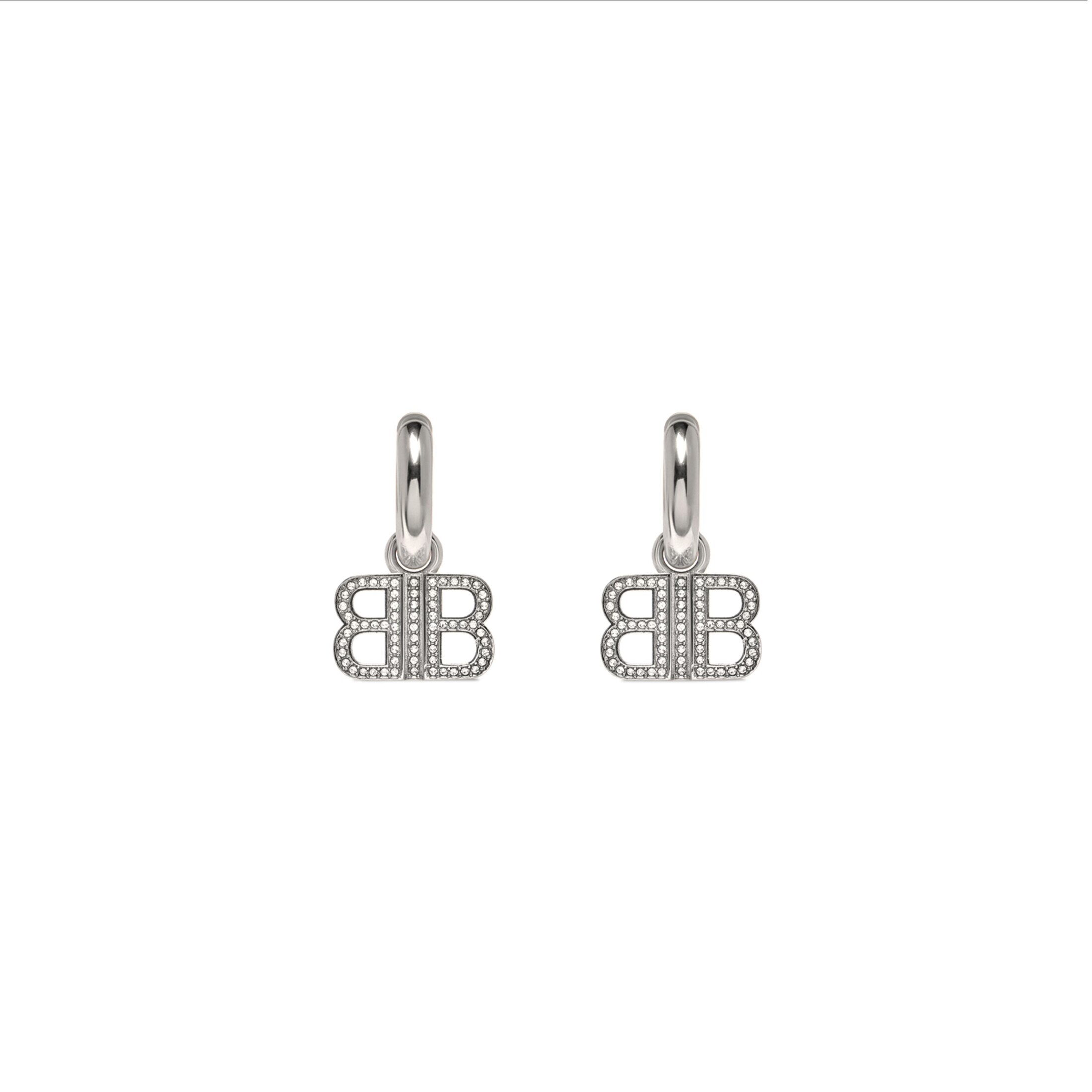 Balenciaga BB 2.0 Hoop Earrings - Silver - Women's - Brass, Glass