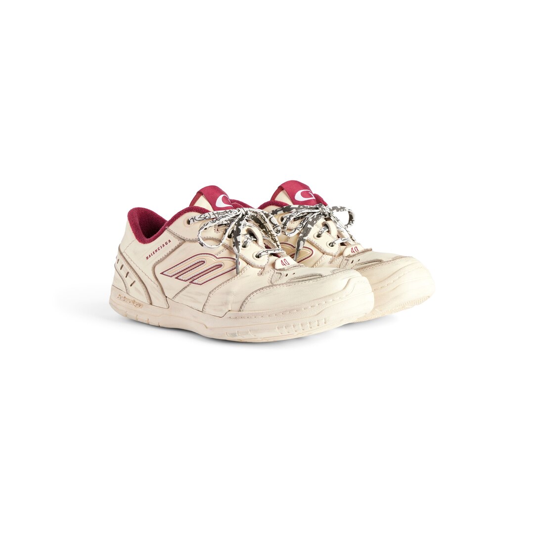 Men's Hamptons Medium Worn-out Sneaker in Off White/red