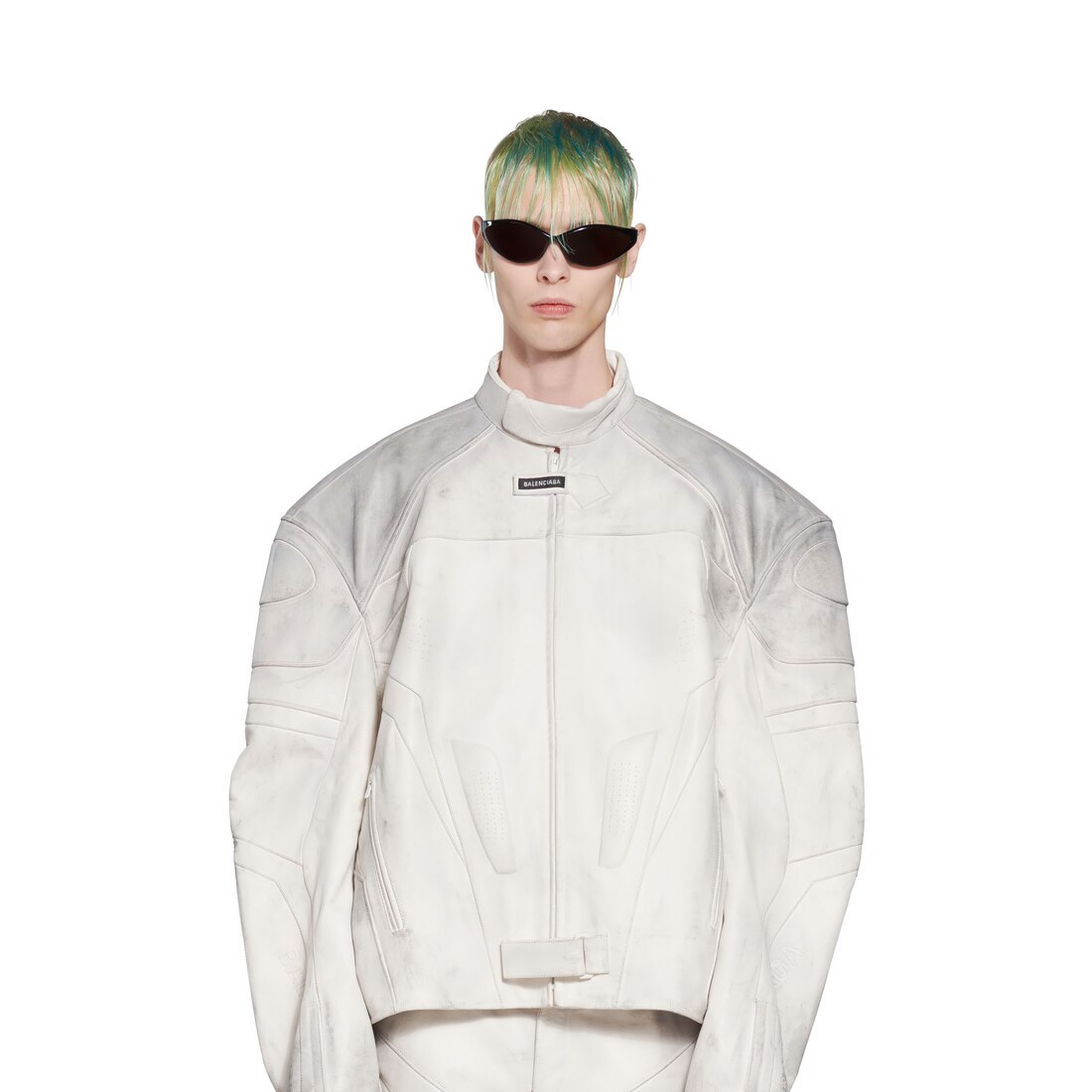 Men's Oversized Biker Jacket in White