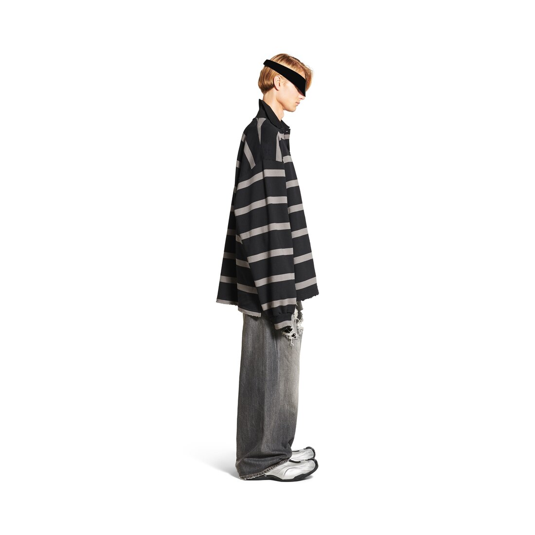 Men's Laurel Classic Long Sleeve Oversized Polo in Black