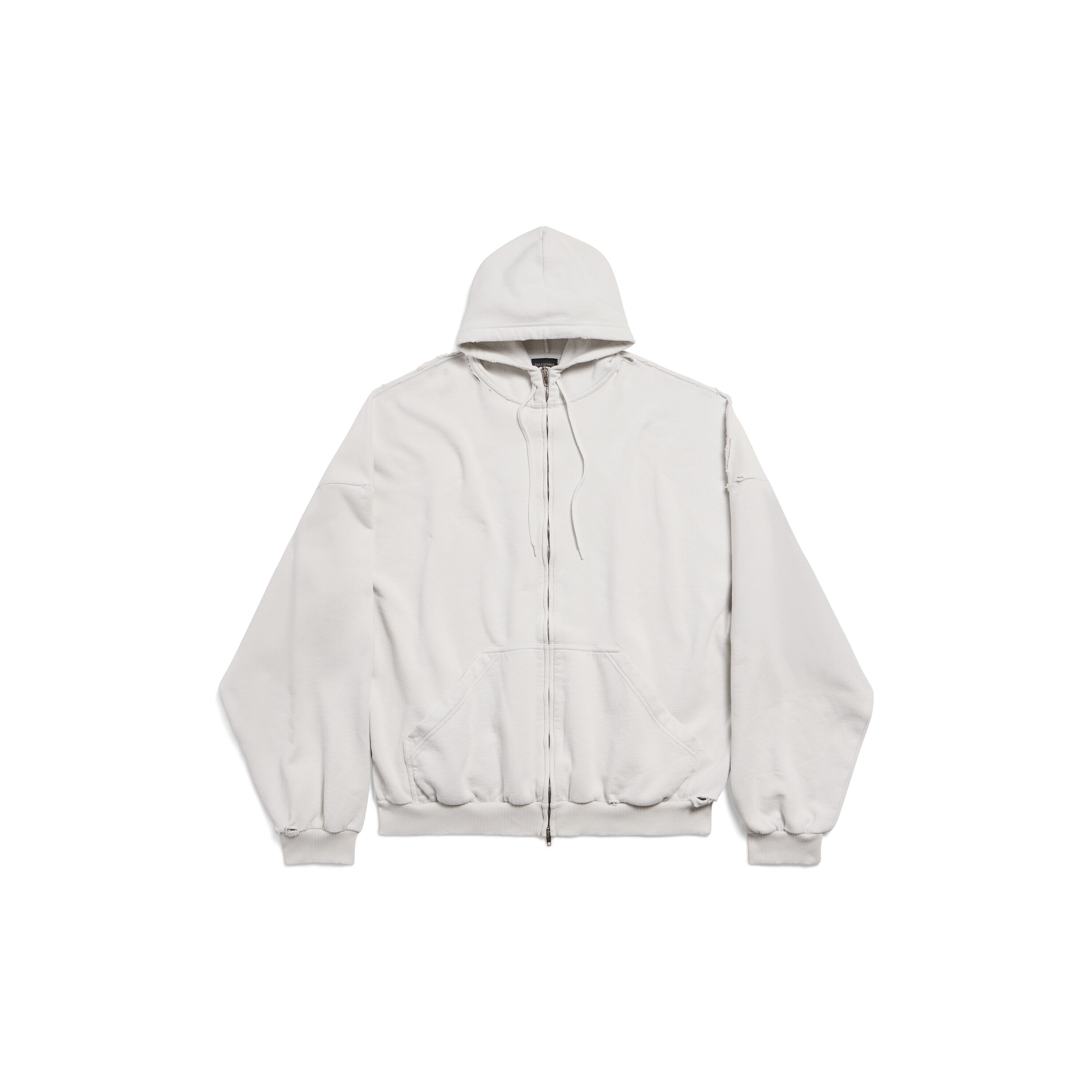 BALENCIAGA コットン ロゴ ジップアップ フーディ ホワイト Balenciaga Tacky Embellished Metallic Logo-print Cotton