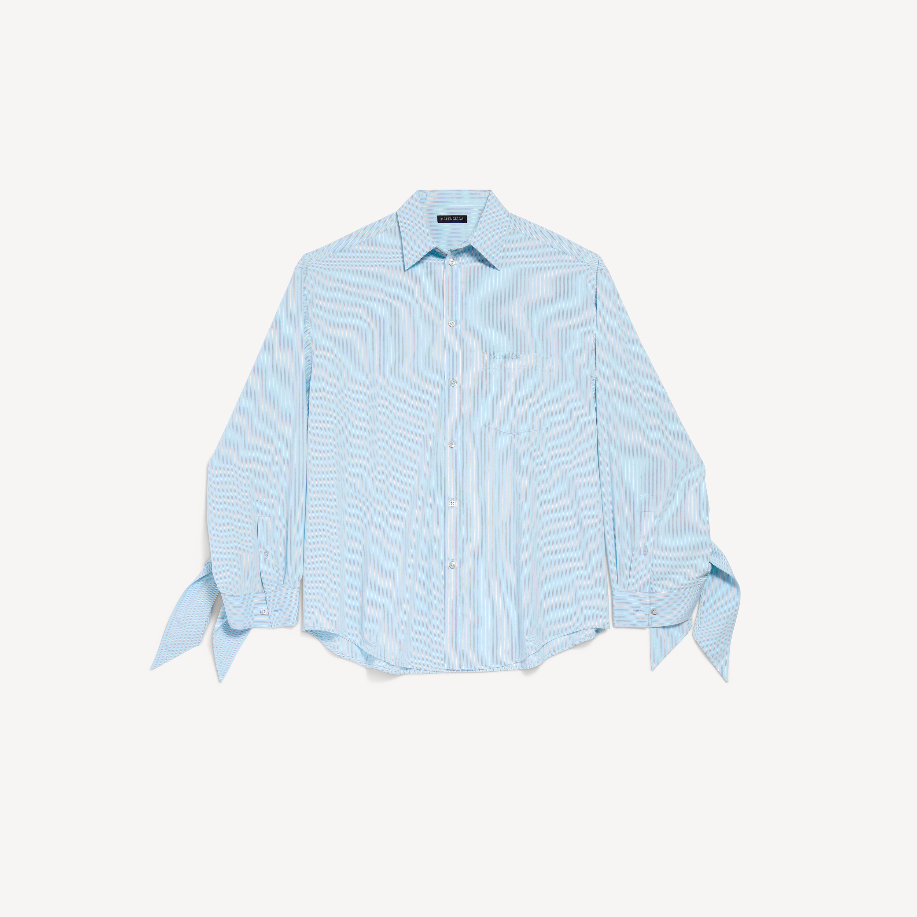 Women's Knotted Cuff Blouse in Blue/white