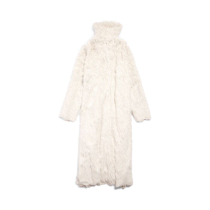 synthetic furry maxi coat