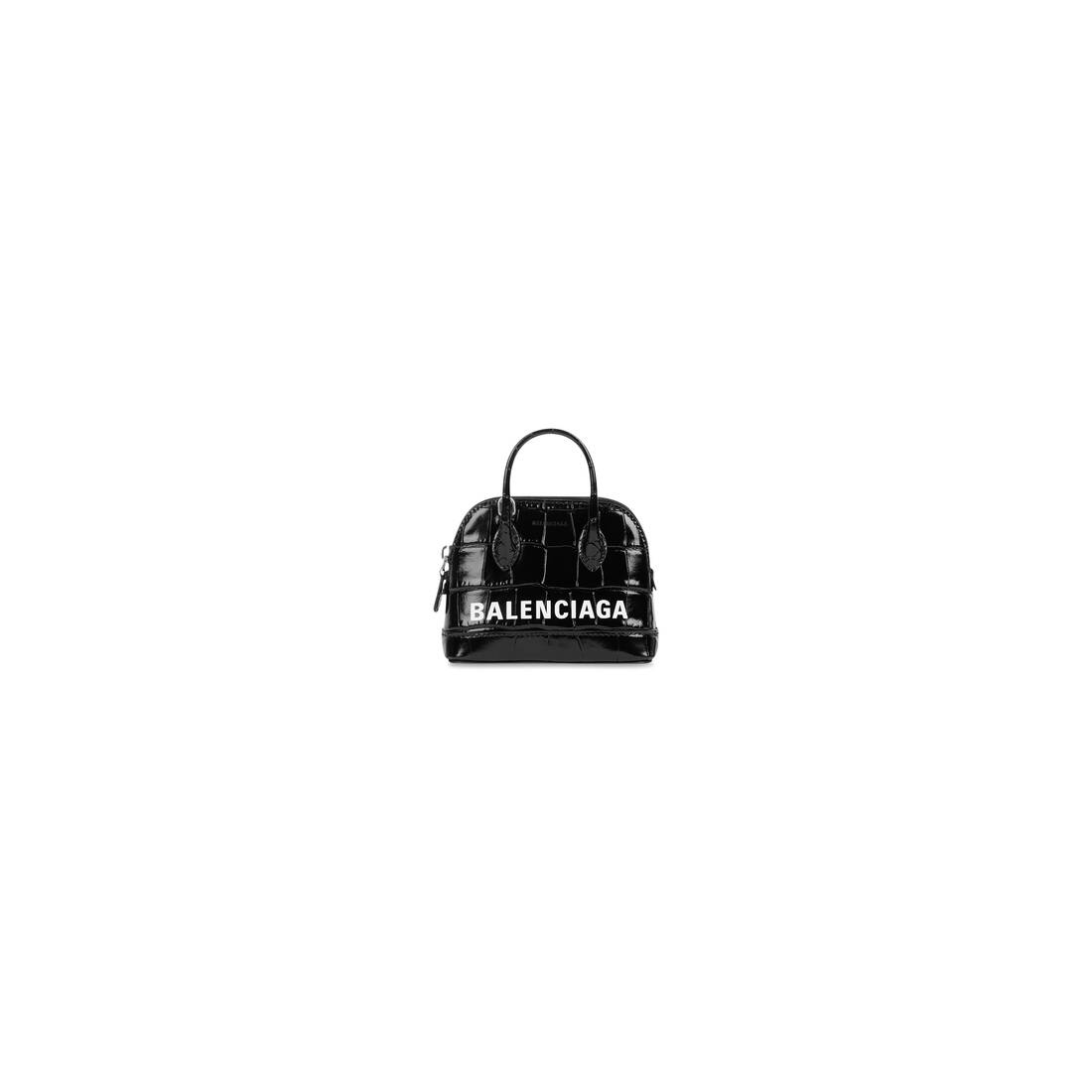 Women's Ville Mini Handbag Crocodile Embossed in Black/white