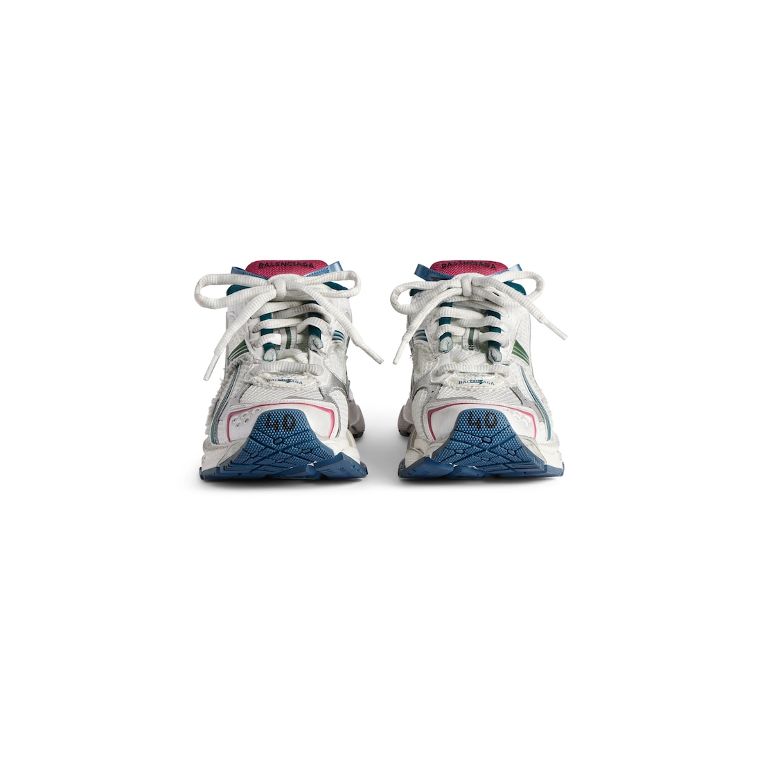 Men's Runner Sneaker in White/dark Green/blue/pink
