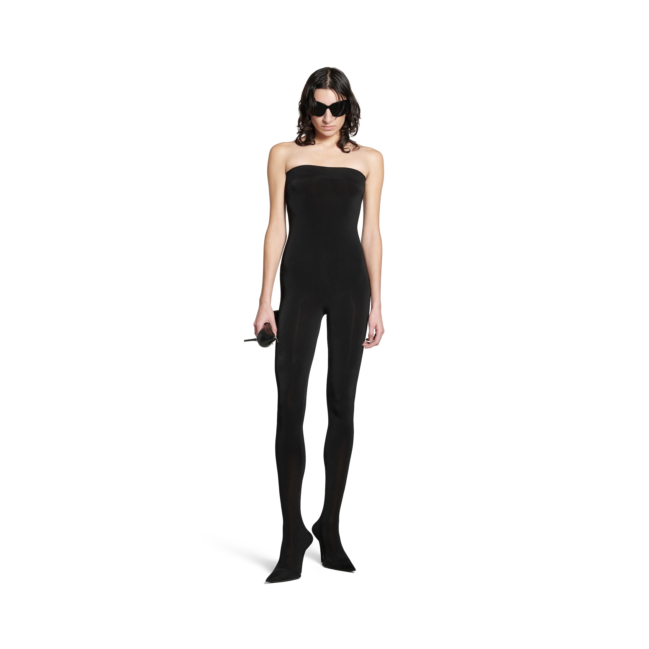 Balenciaga Bustier Pantabodysuit - Black - Woman - 42 - Viscose, Polyamide & Elastane