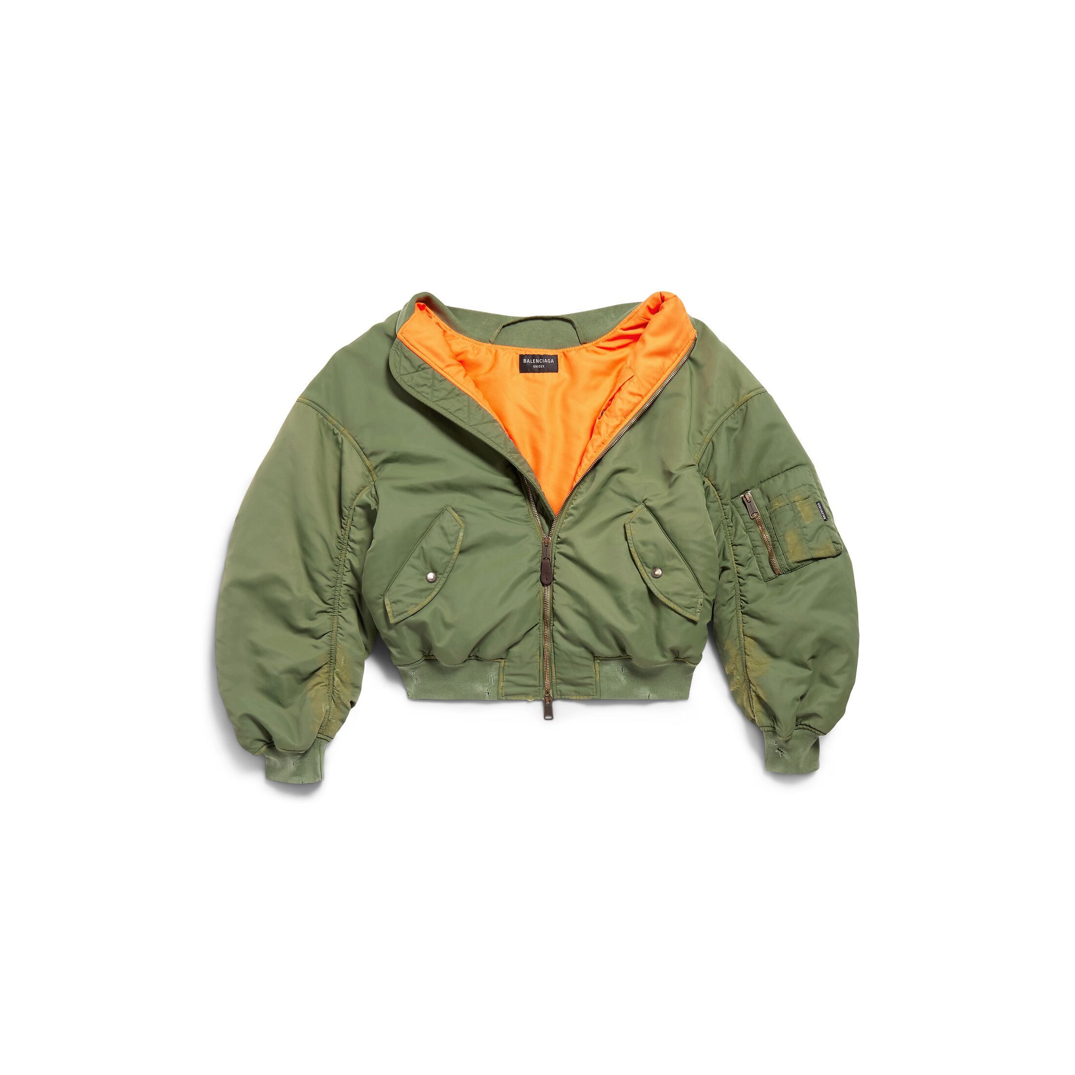 Balenciaga Off Shoulder Bomber - Green - Man - XS - Polyamide