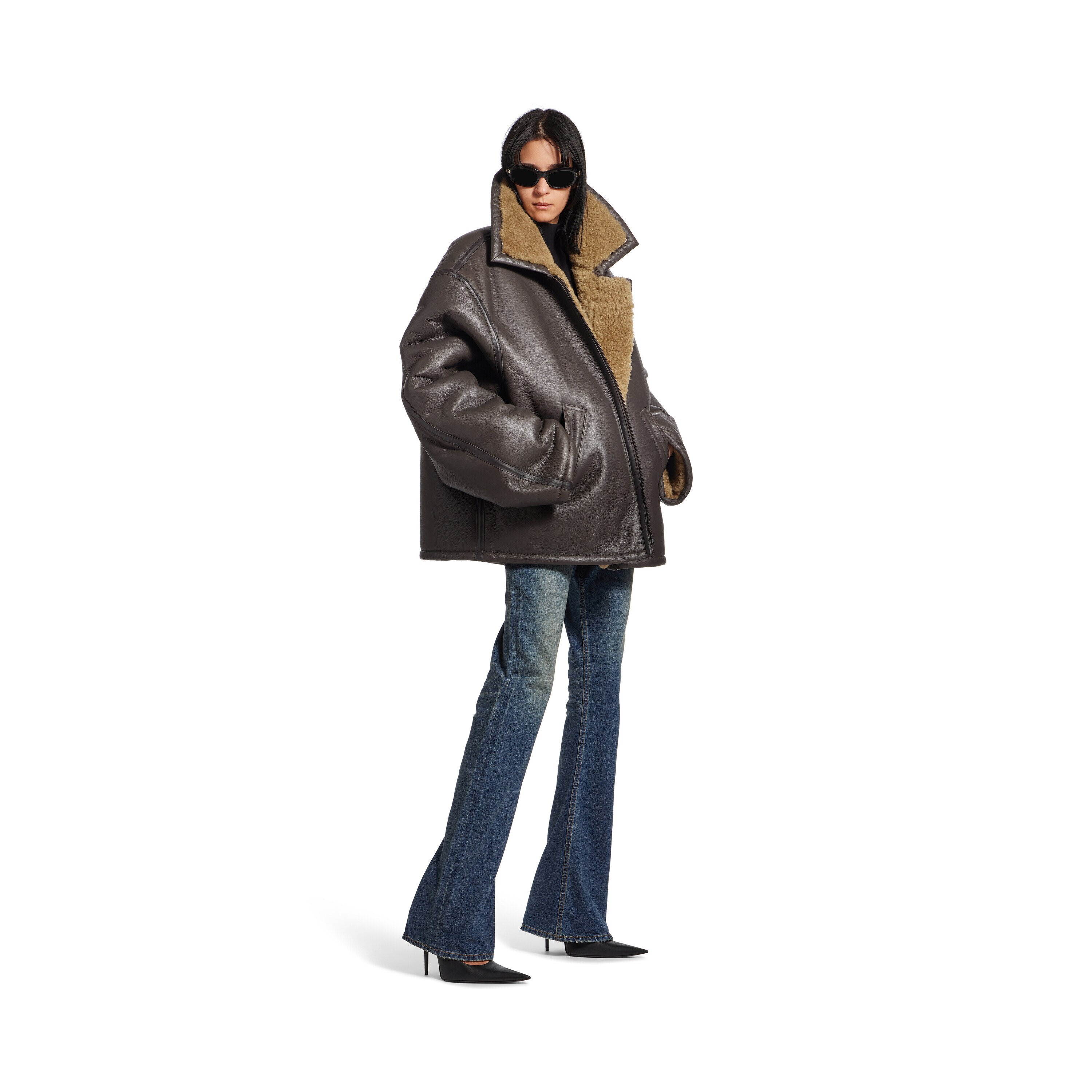 Women's Aviator Jacket in Brown | Balenciaga US