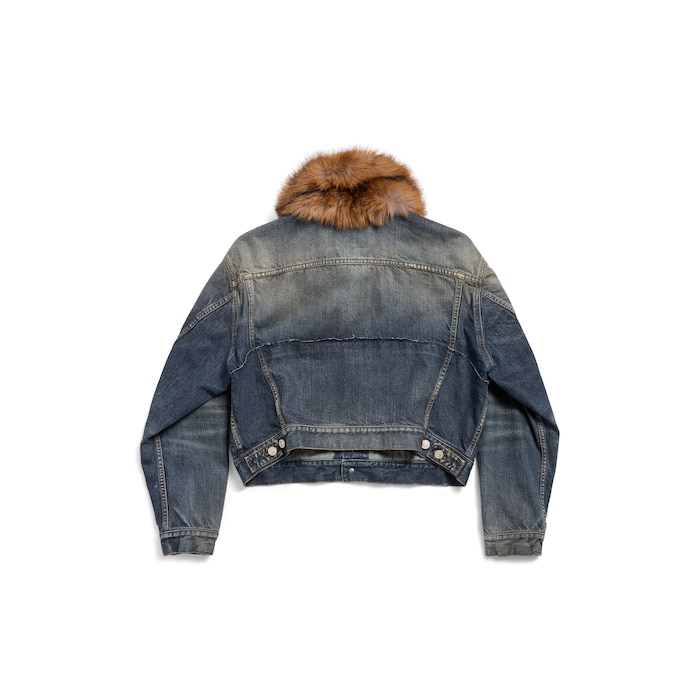 jeansjacke mit kunstfellkragen