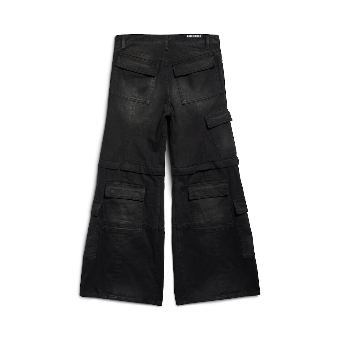 Mid Waist Belted Flared Cargo Jeans