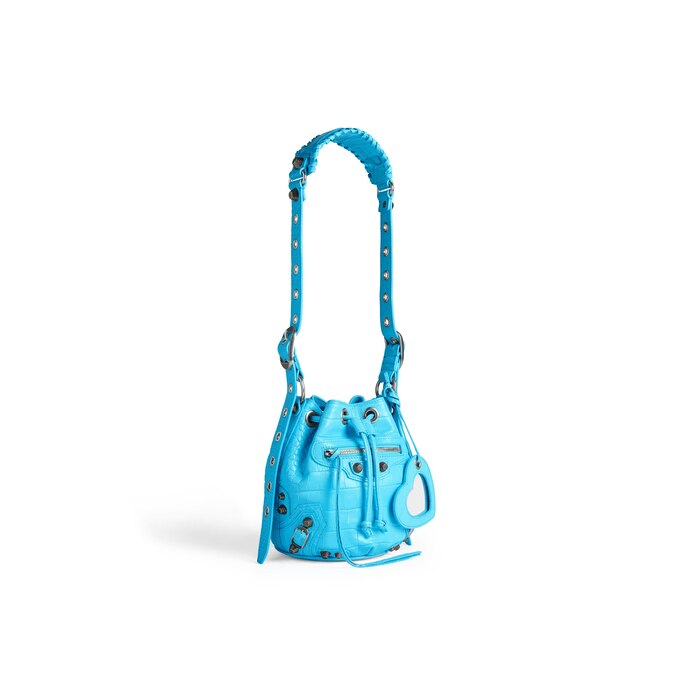 le cagole xs bucket bag crocodile embossed 