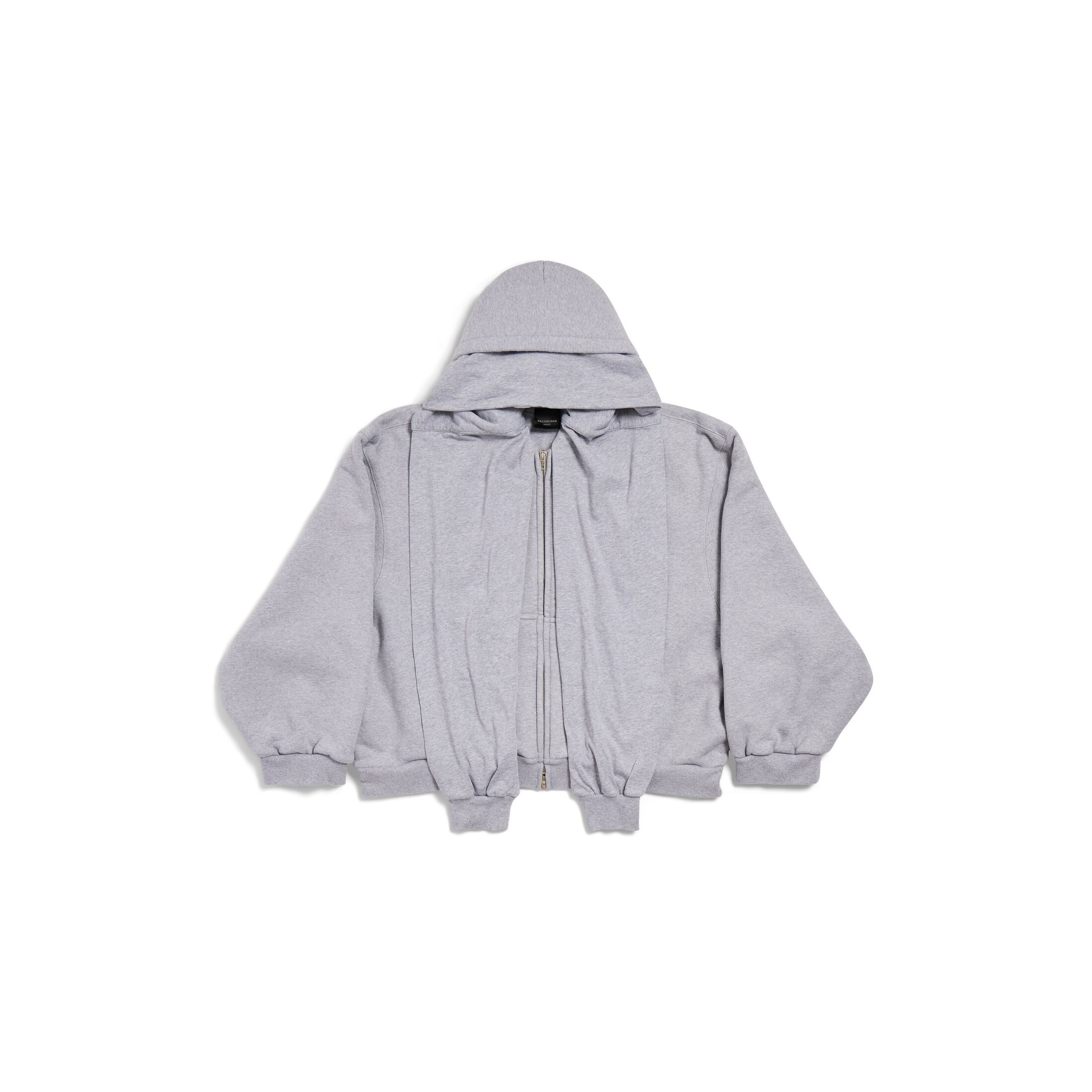 Balenciaga Incognito Boxy Zip-Up Hoodie Large Fit - Grey & Silver - Unisex - S - Cotton