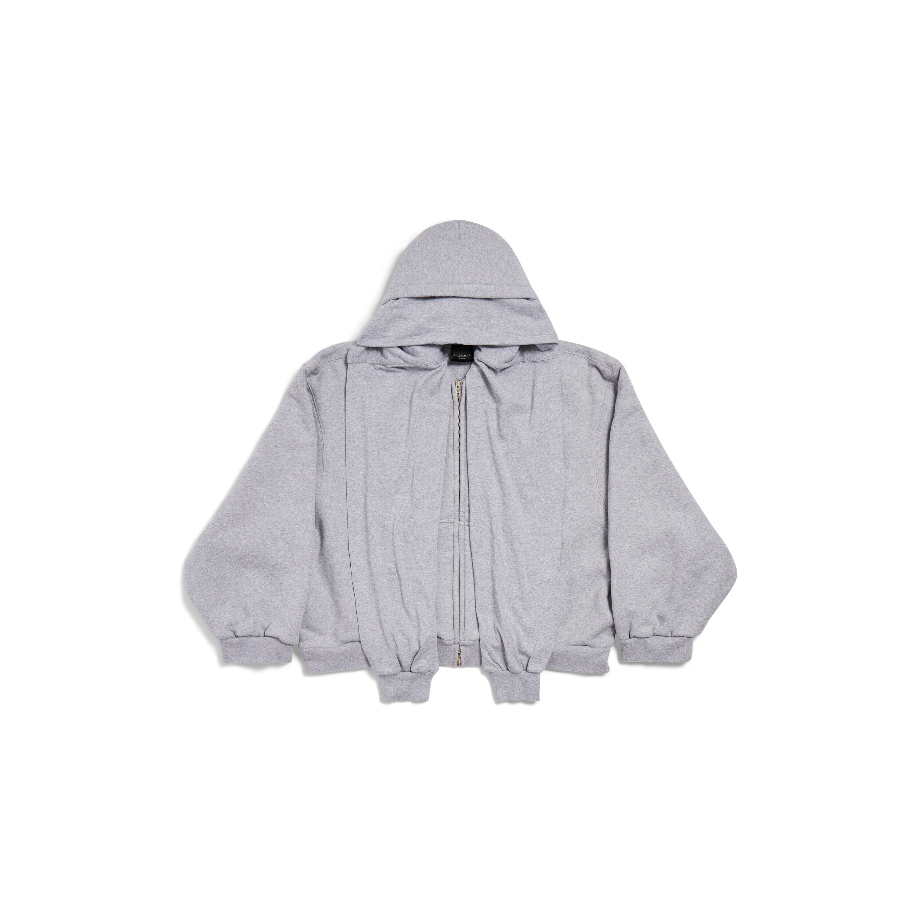 Incognito Boxy Zip-up Hoodie Large Fit in Grey | Balenciaga US