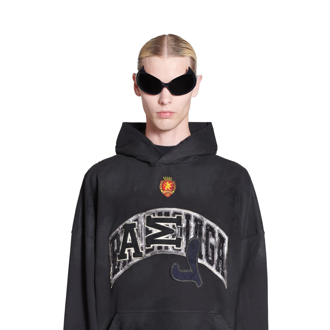 Skater Hoodie オーバーサイズ で 杢ブラック