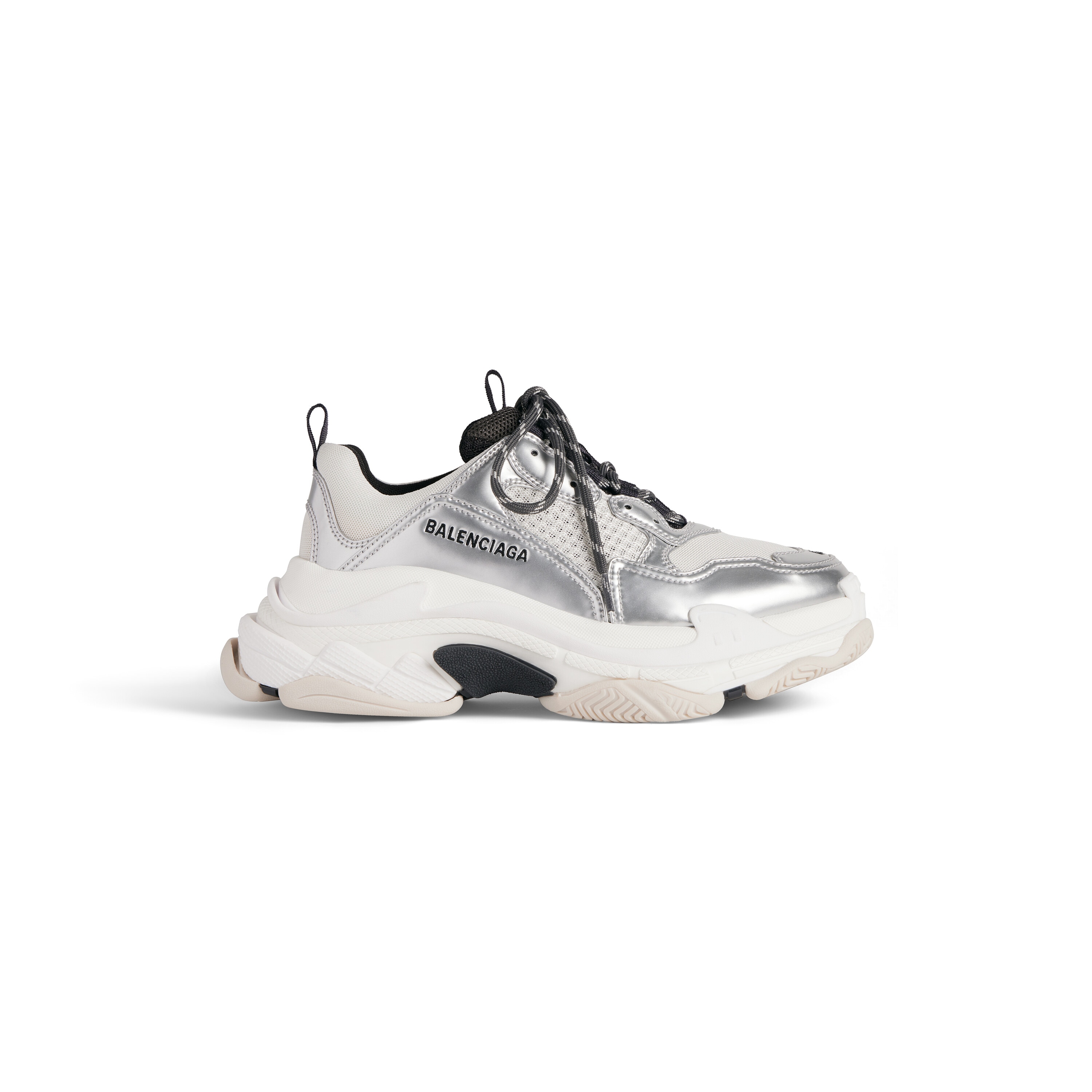 Men's Triple S Sneaker in Black/white/silver | Balenciaga US