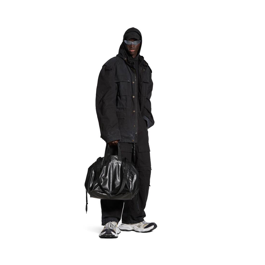 발렌시아가 남성 블랙 카고 라지 토트 백 7879362AA311000