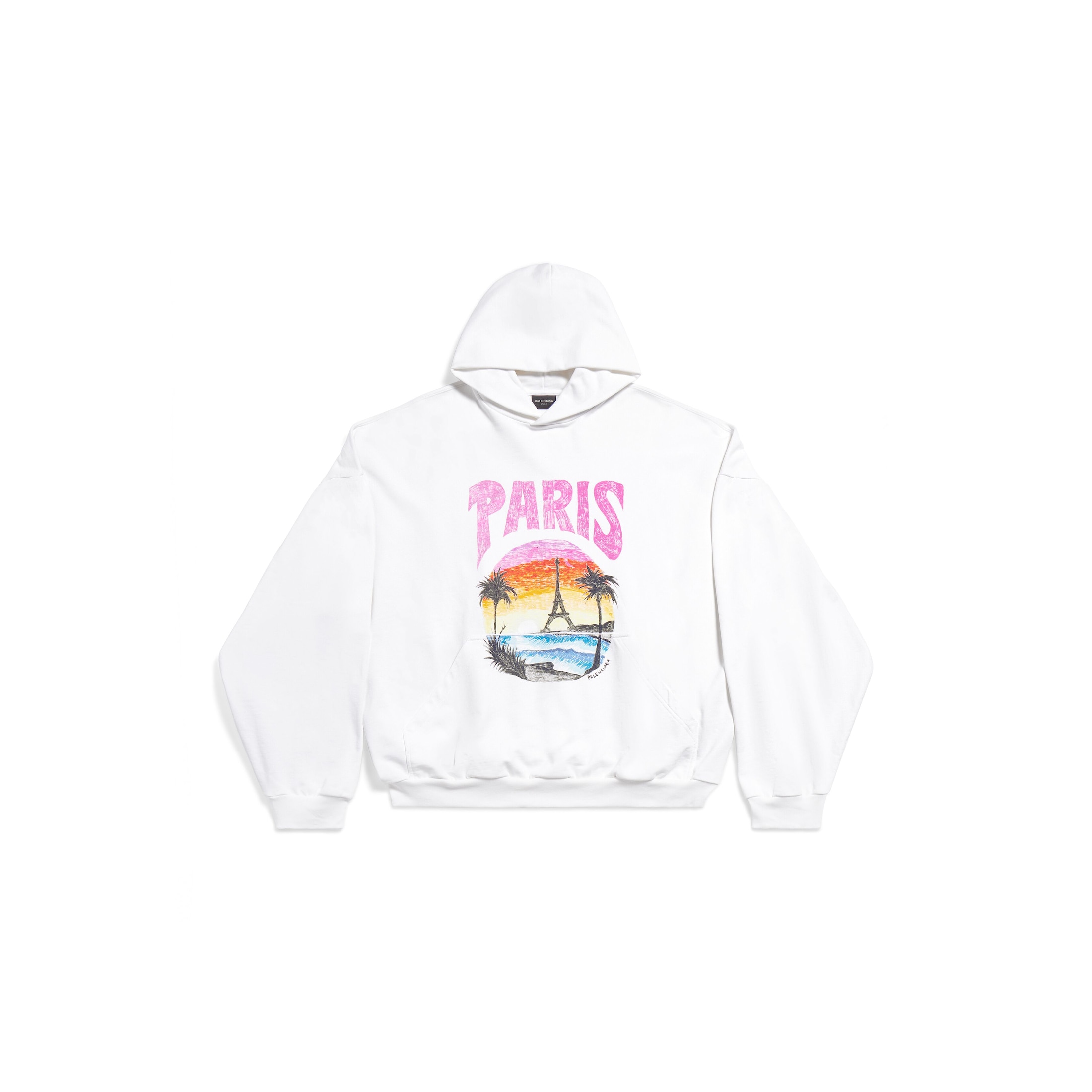 Balenciaga Paris Tropical Round Hoodie Oversized - White - Men's - - Cotton