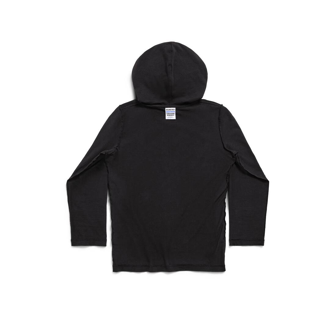 Inside-out Long Sleeve Hooded T-shirt Fitted in Black
