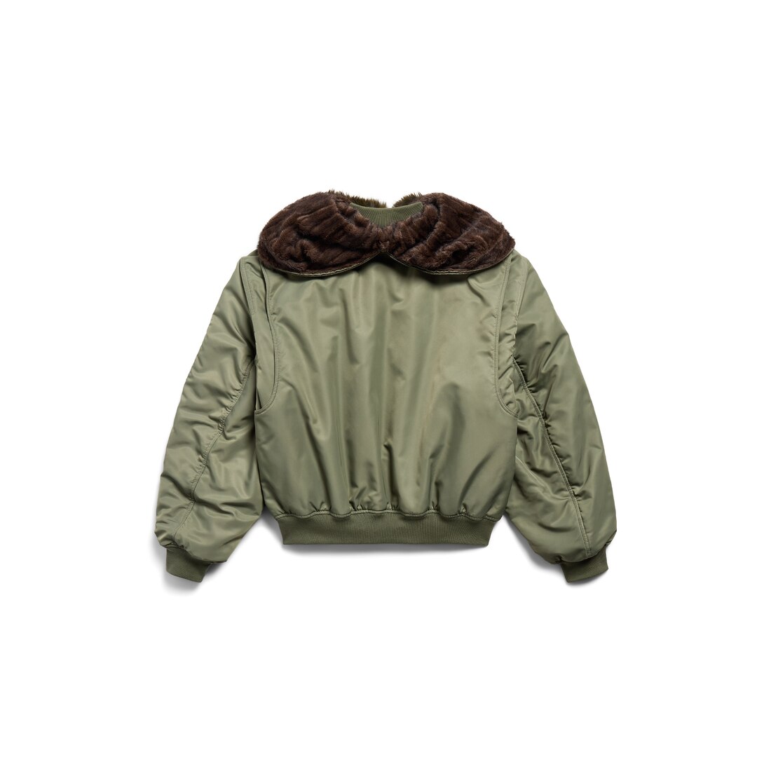 Balenciaga Hooded Bomber Jacket Green Woman 1 Main Material 100 Polyamide Hood 100 Polyester Trimming 89 Cotton 9 Polyamide 2