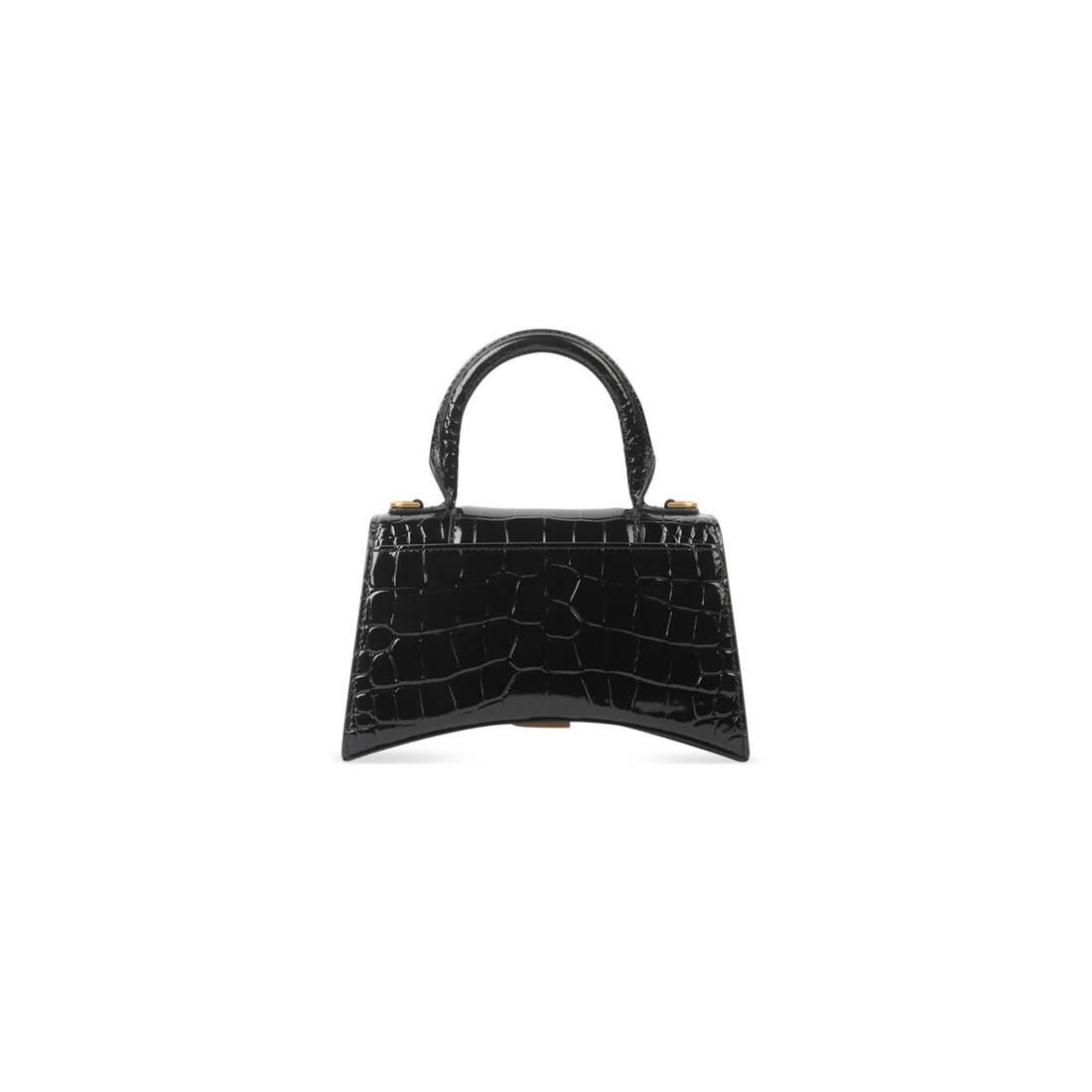 Women's Hourglass Xs Handbag Crocodile Embossed in Black