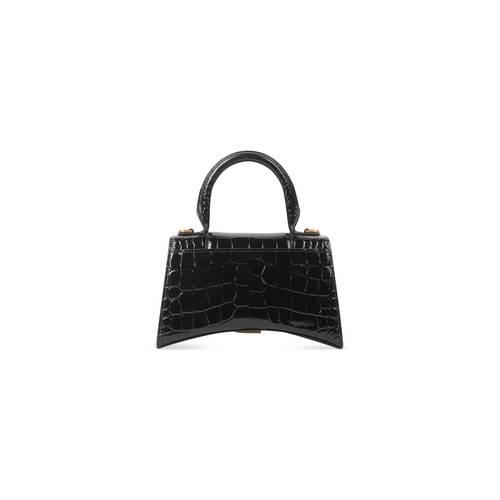 Women's Hourglass Xs Handbag Crocodile Embossed in Black | Balenciaga US