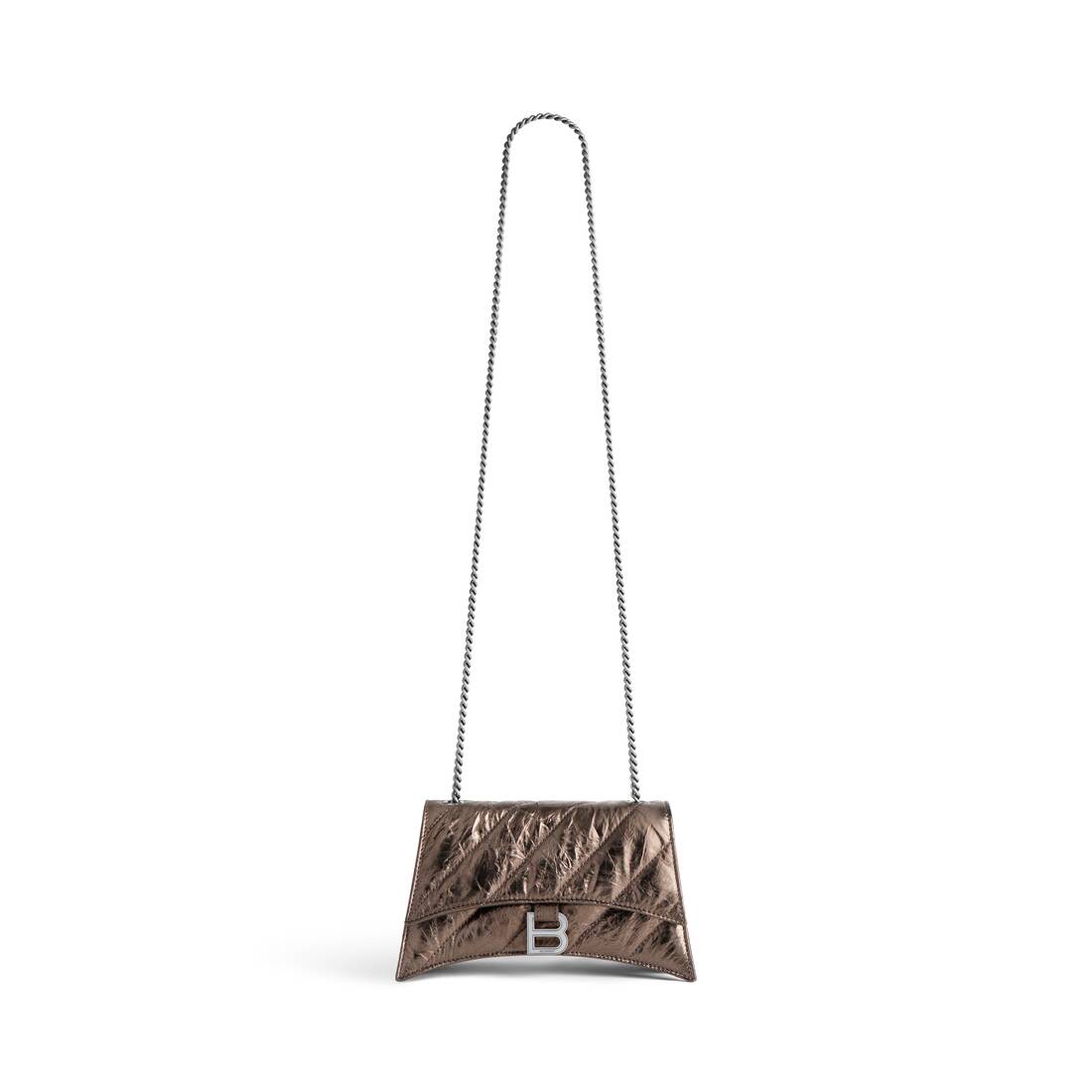 Women's Crush Medium Chain Bag Metallized Quilted in Gold