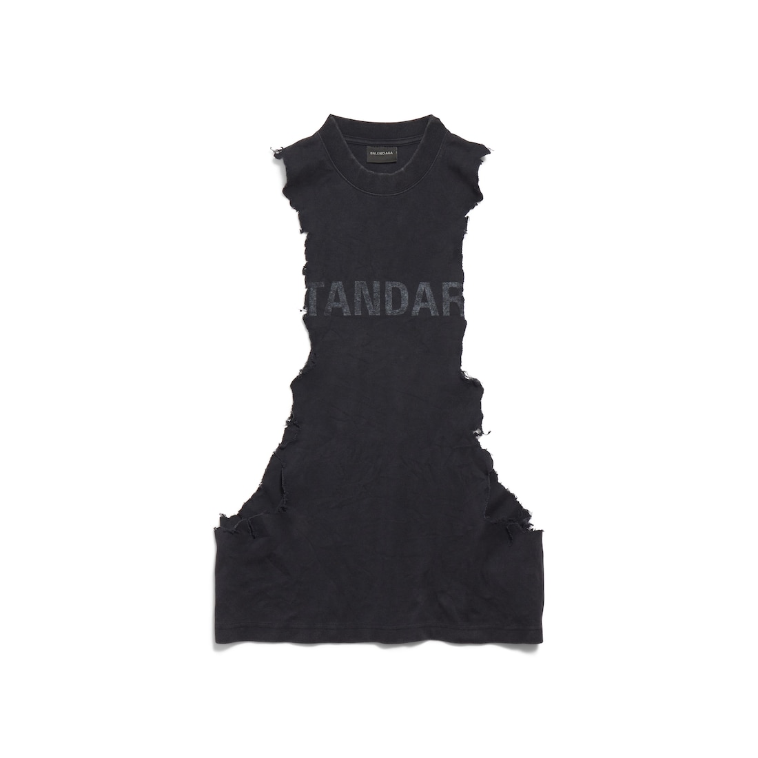 Men's Standard Ripped Tank Top in Black Faded | Balenciaga US