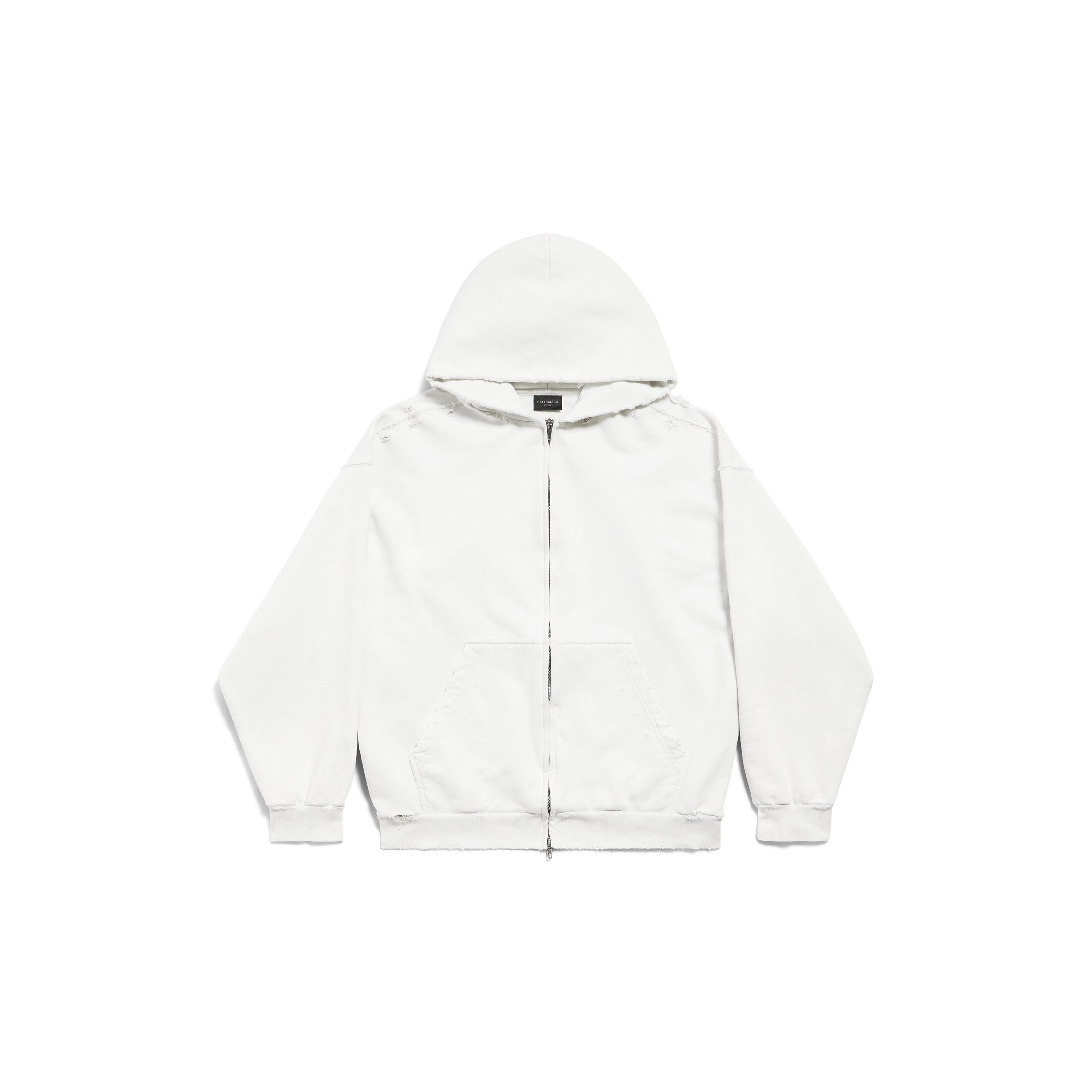 Balenciaga Not Been Done Zip-Up Hoodie Medium Fit - White - Unisex - L - Cotton