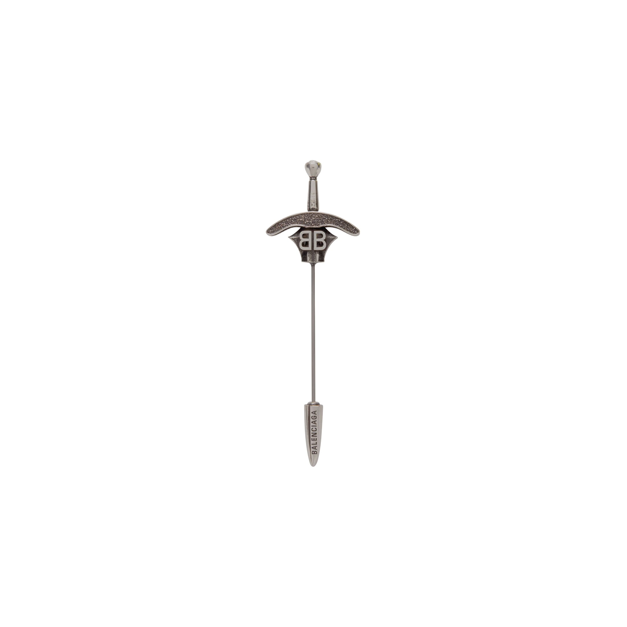 Balenciaga Goth Sword Brooch - Silver - Unisex - Brass, Glass, Stainless Steel