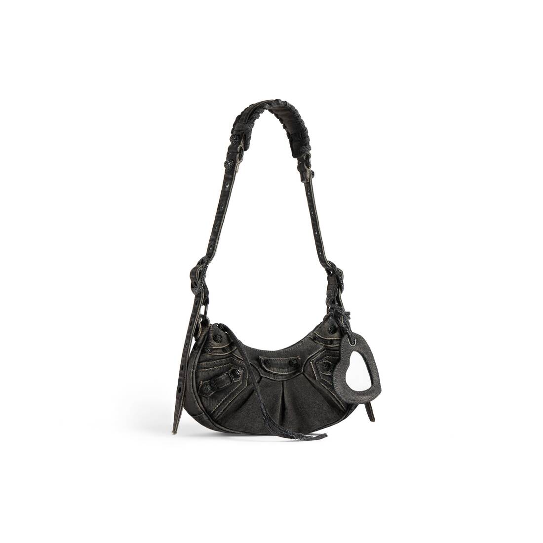 Women's Le Cagole Xs Shoulder Bag Denim With Rhinestones in Black