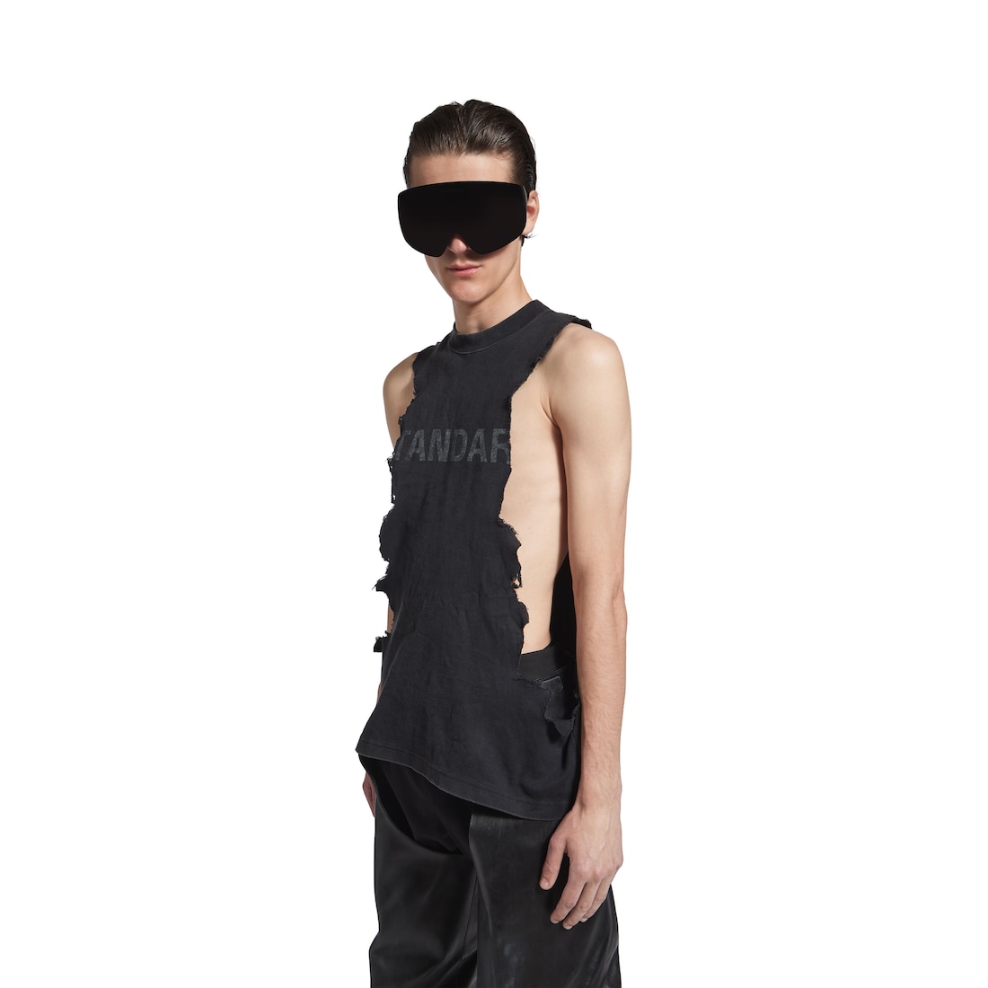 Men's Standard Ripped Tank Top in Black Faded | Balenciaga US