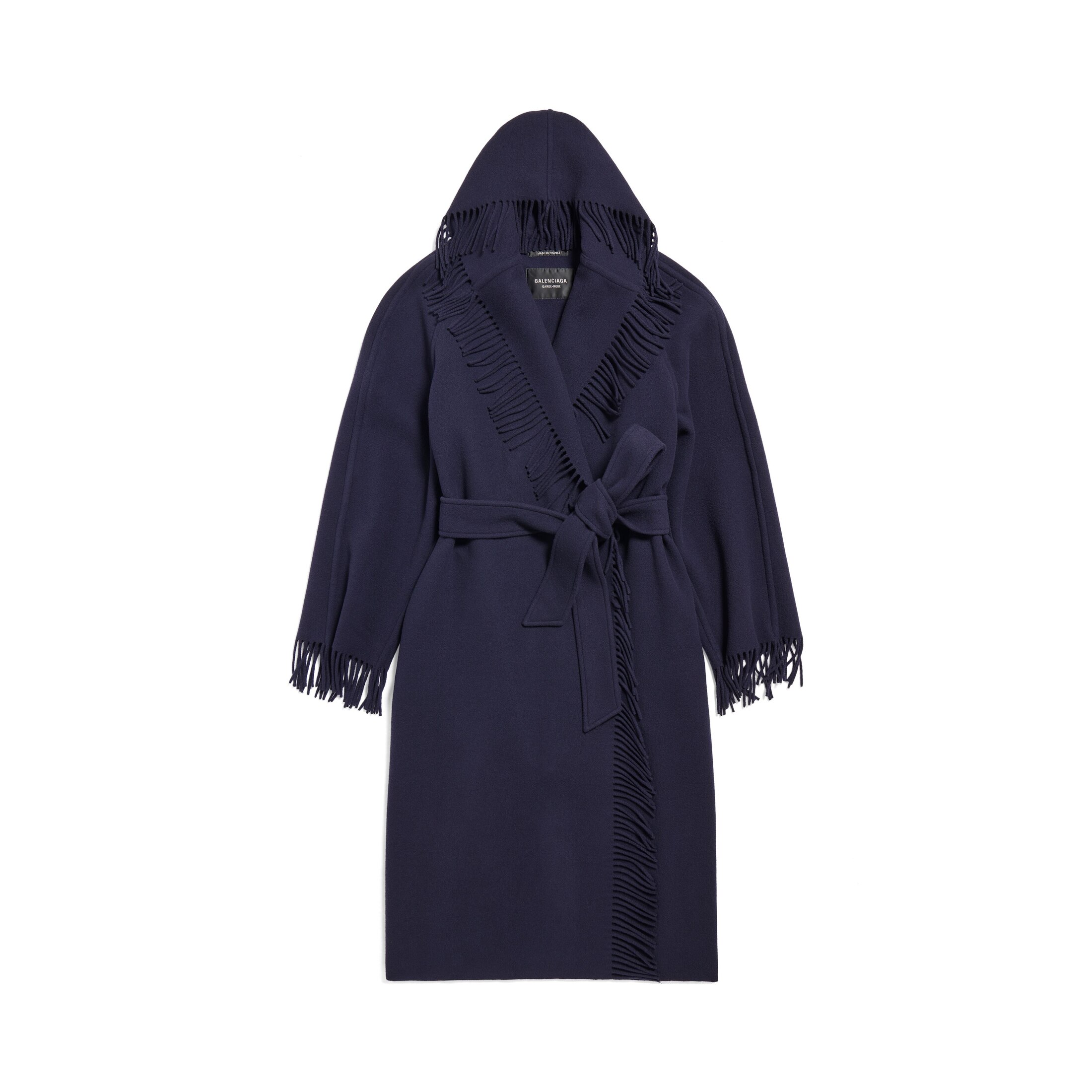 Balenciaga Fringe Coat - Blue - Woman - 2 - Virgin Wool