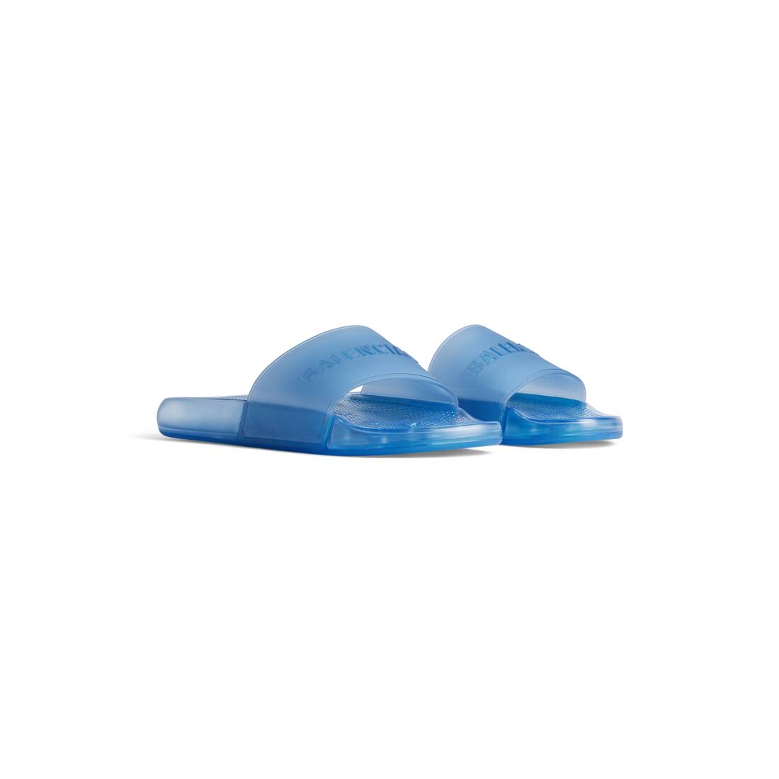 Men's Pool Transparent Slide Sandal in Blue | Balenciaga US