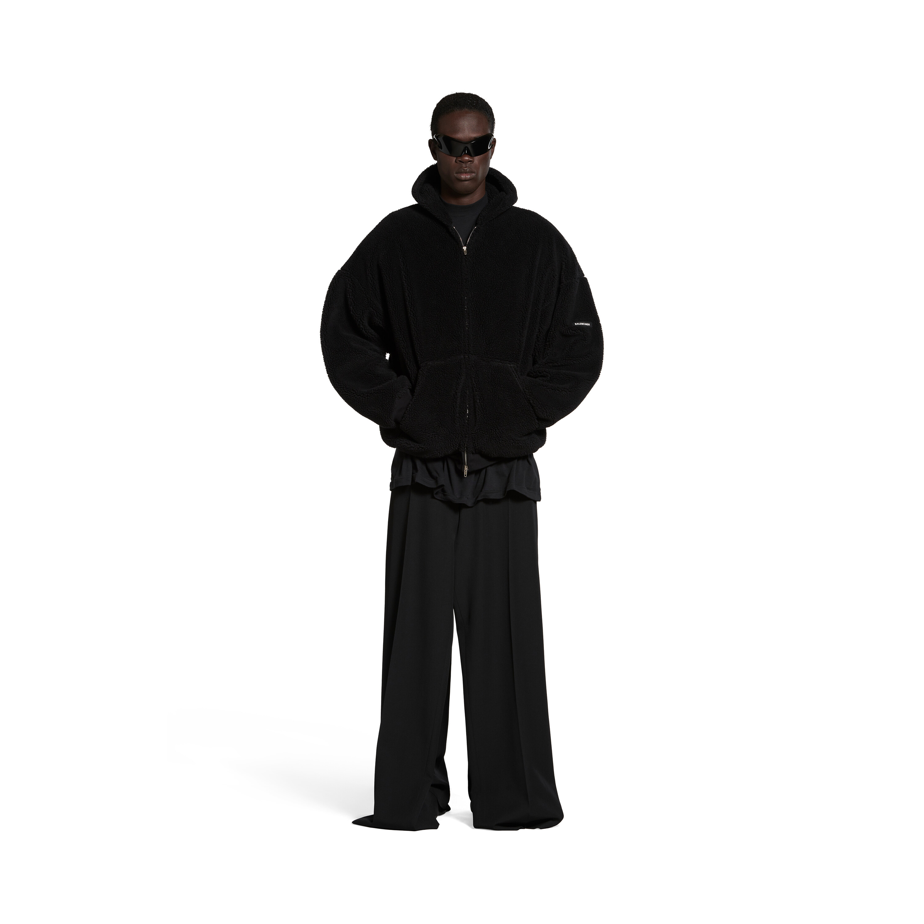 Outerwear Zip-up Hoodie Oversized in Black | Balenciaga GB