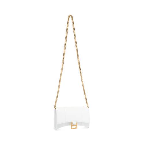 Women's Hourglass Wallet On Chain Box in White | Balenciaga US