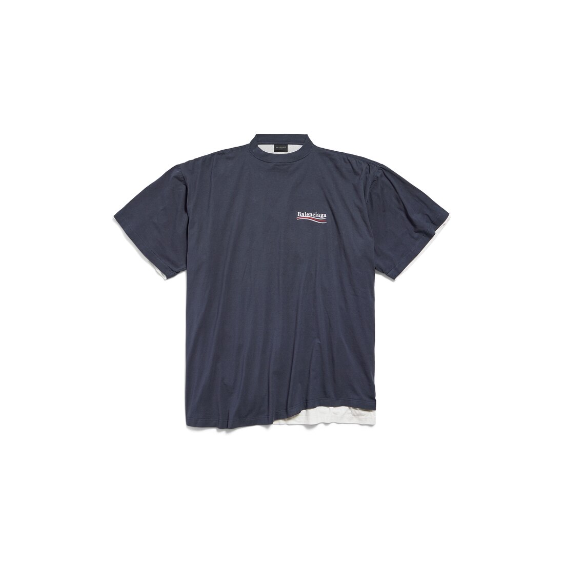 【関税&送料込】Balenciaga Double T-Shirt Political Campaign Men's Political Campaign Double T-shirt in Navy/white/red