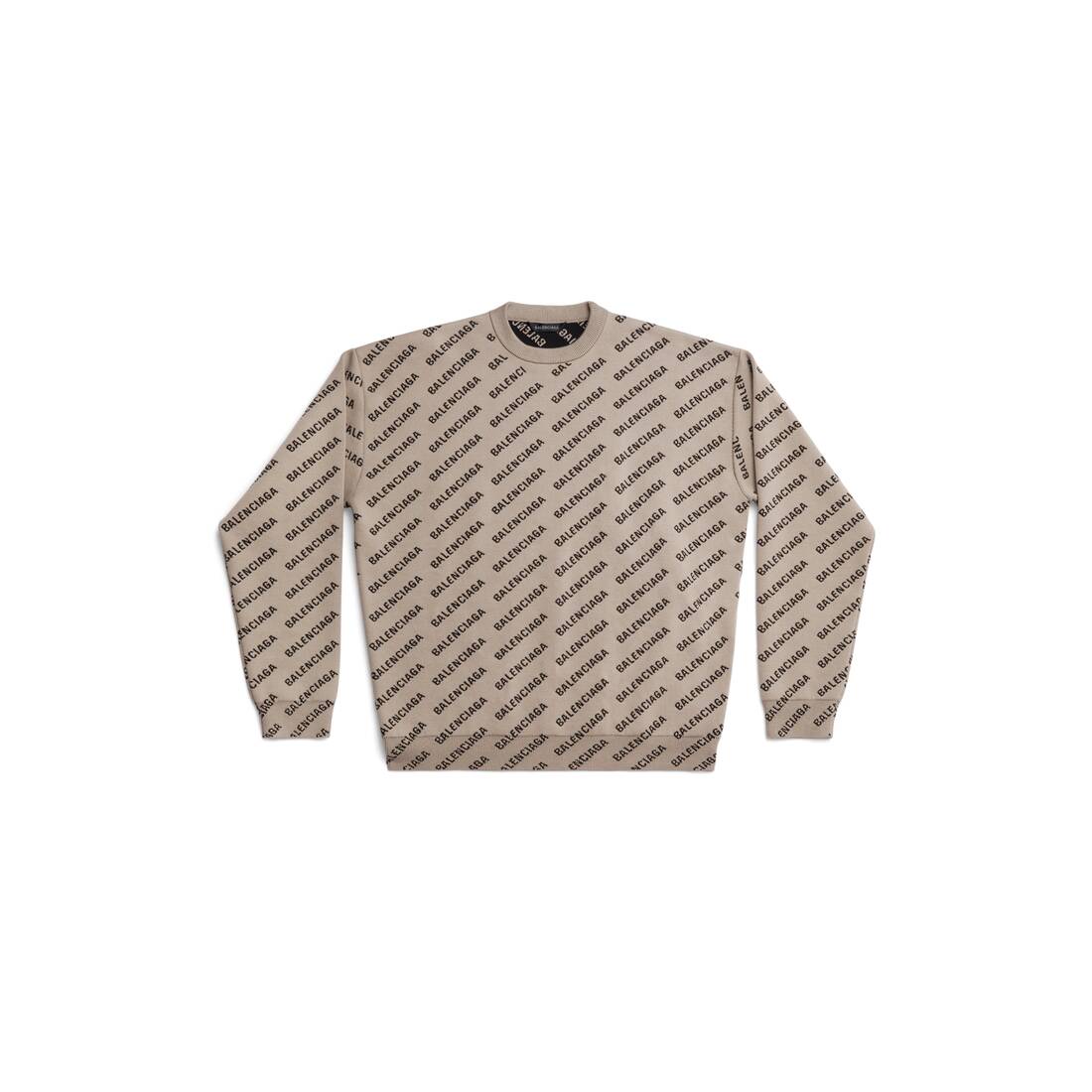 tæppe Auckland bille Men's Mini Allover Logo Sweater in Dark Beige | Balenciaga US