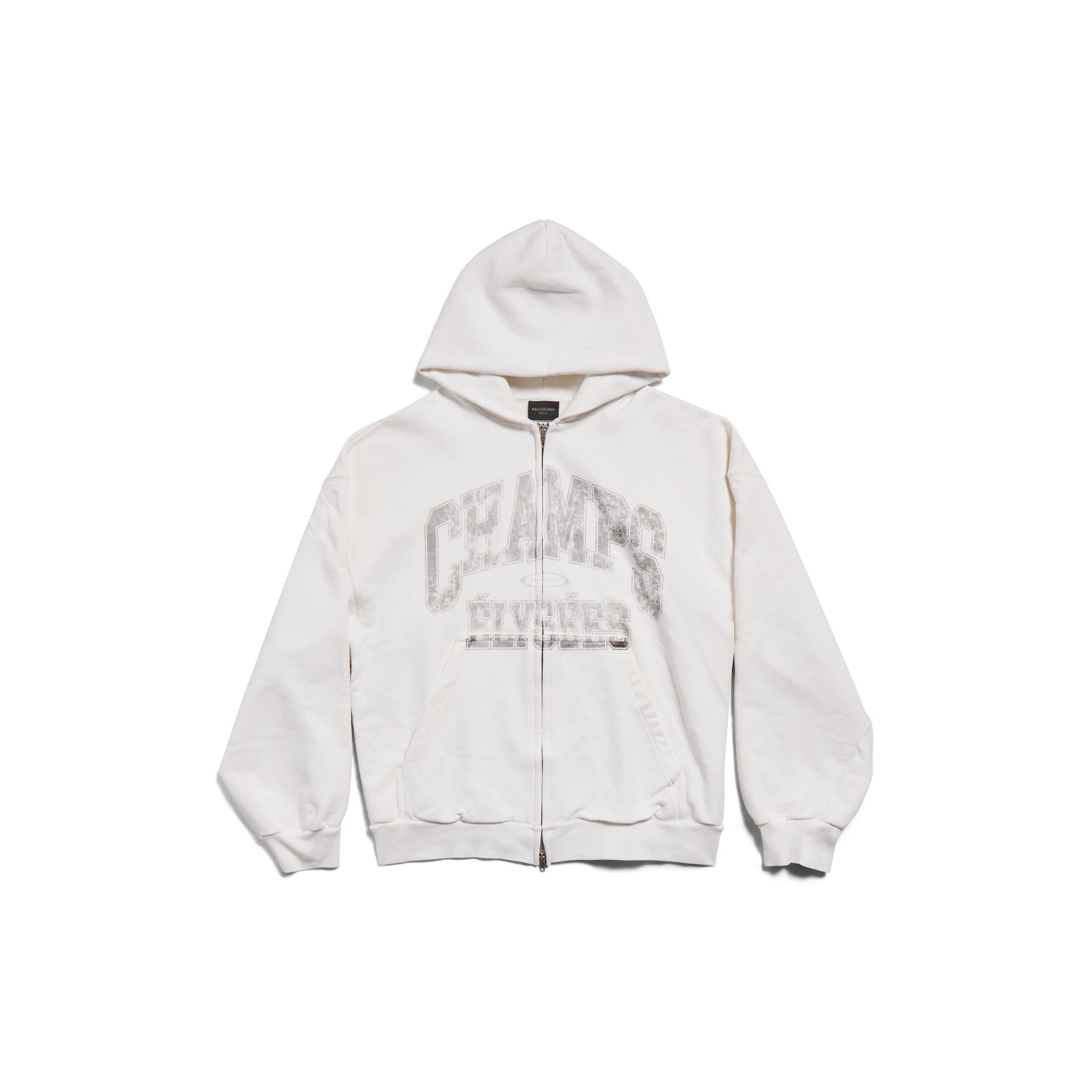 Balenciaga Champs-Elysées Zip-Up Hoodie Regular Fit - White - Man - M - Cotton