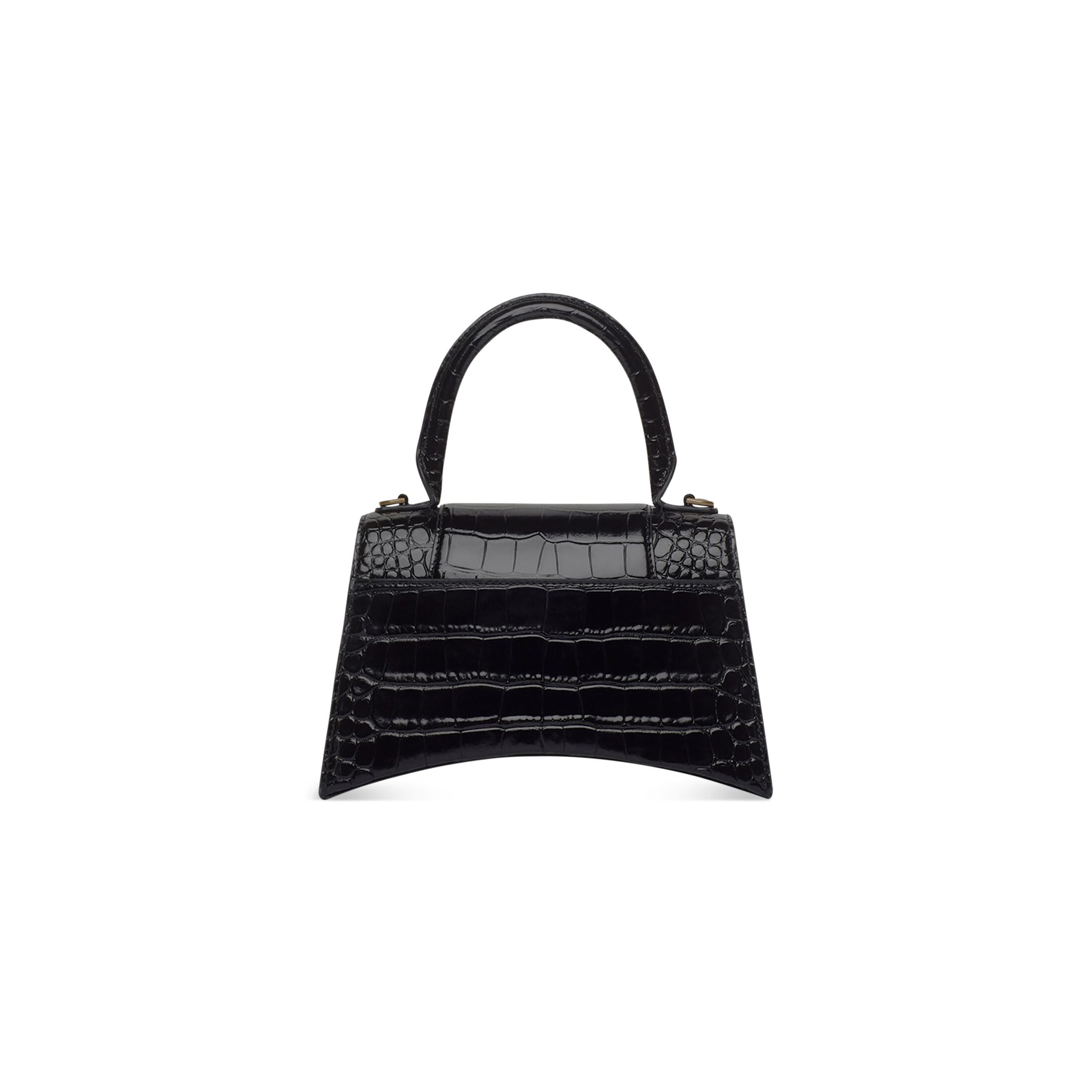 Women's Hourglass Small Handbag Crocodile Embossed in Black | Balenciaga US