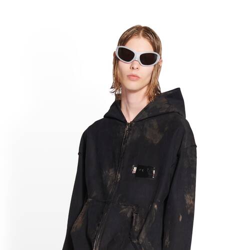 Gaffer Zip-up Hoodie Small Fit in Black | Balenciaga US