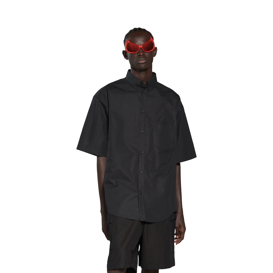 Men's Mirror Balenciaga Short Sleeve Shirt Large Fit in Black