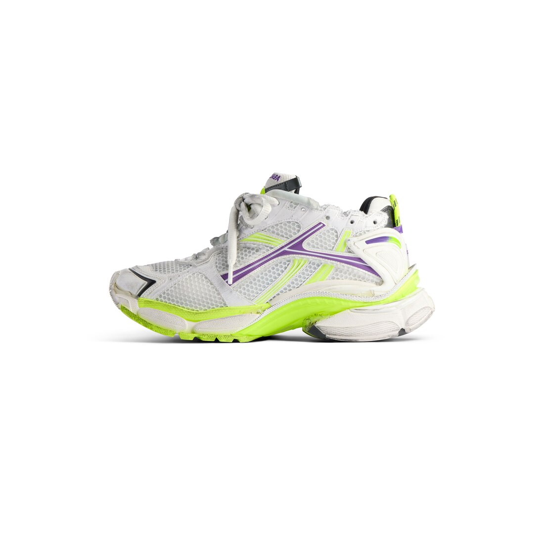 Men's Runner Sneaker in White/neon Yellow/grey/purple