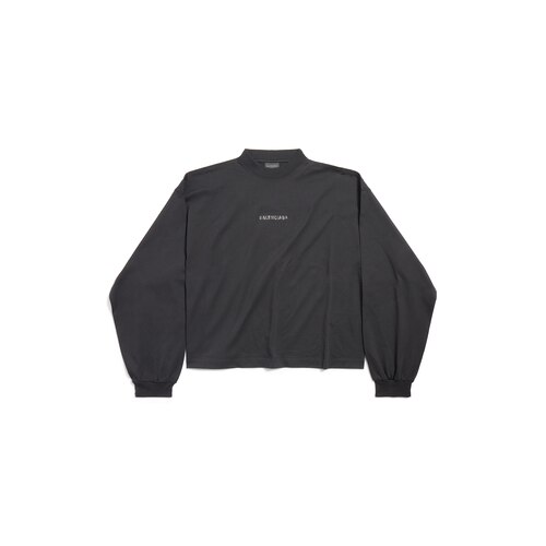 balenciaga back strass cropped long sleeve t-shirt