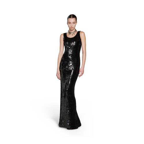 Women's Embroidered Maxi Dress in Black | Balenciaga US