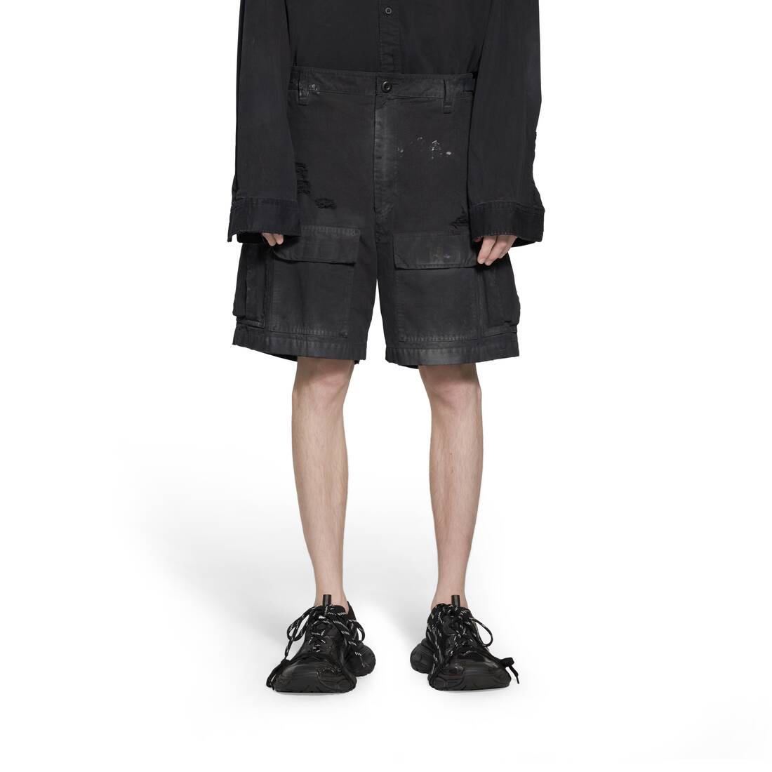 Men's Large Cargo Shorts in Black | Balenciaga US