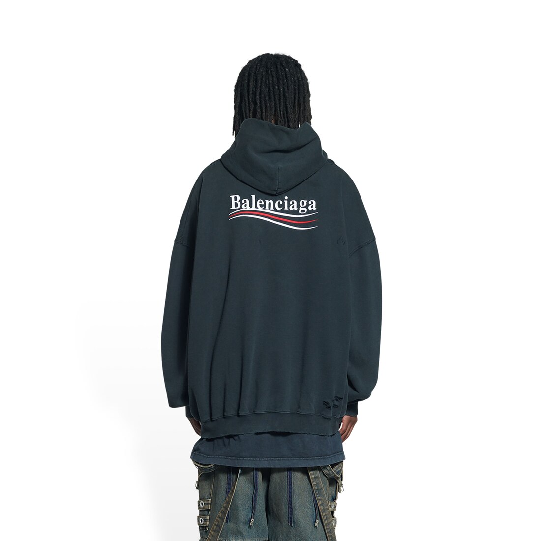 Balenciaga Political Campaign Hoodie Large Fit - Black - Men's - L - Cotton