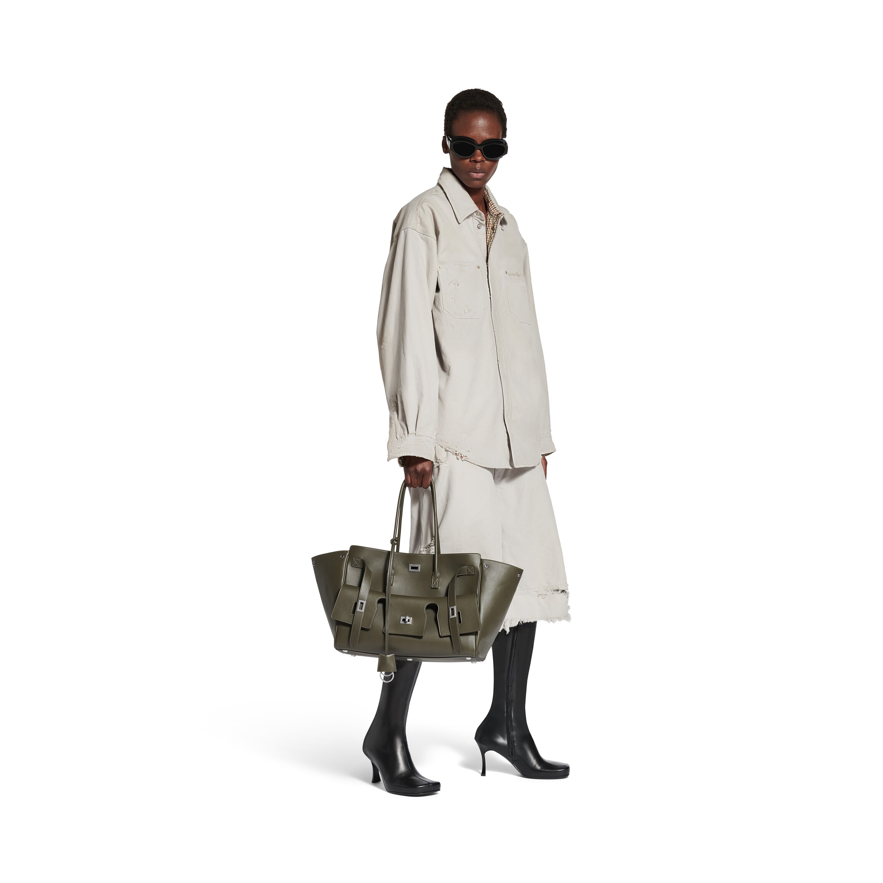 Tシャツ・カットソー BALENCIAGA FW25 WORKWEAR OVERSHIRT (839085 TRP15 1400) Men's Workwear Overshirt in Light Grey | Balenciaga US